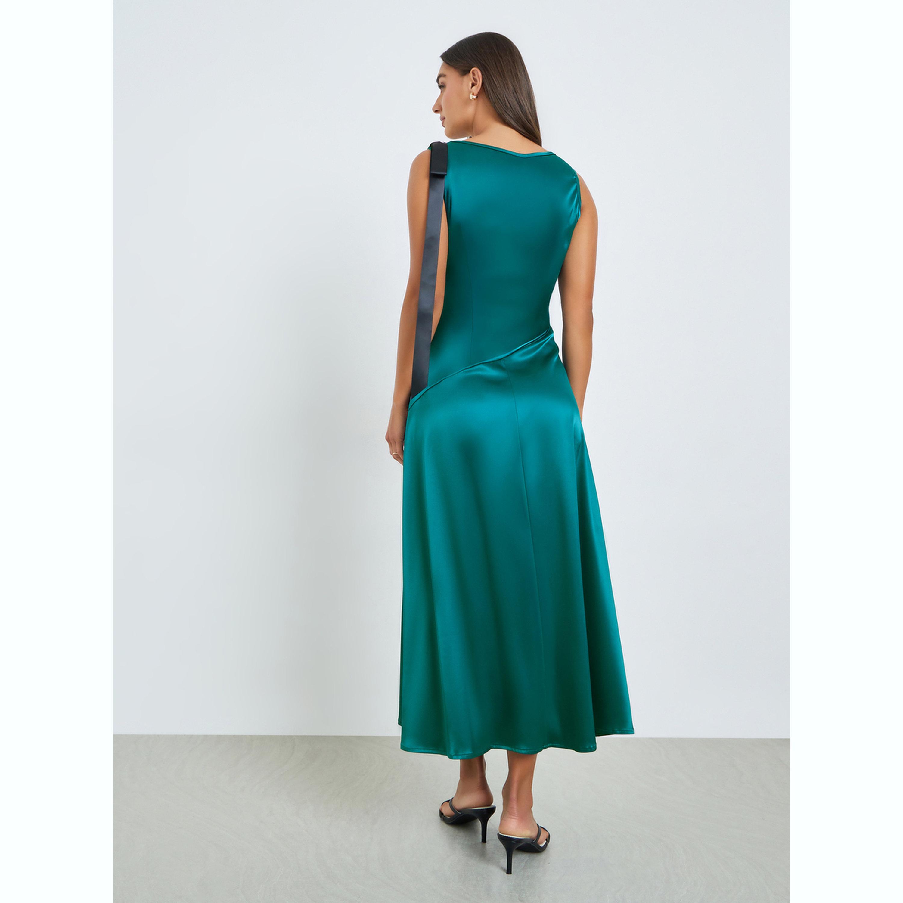 فستان ميدي بحافة واسعة أخضر-women-clothing-dresses-image-4
