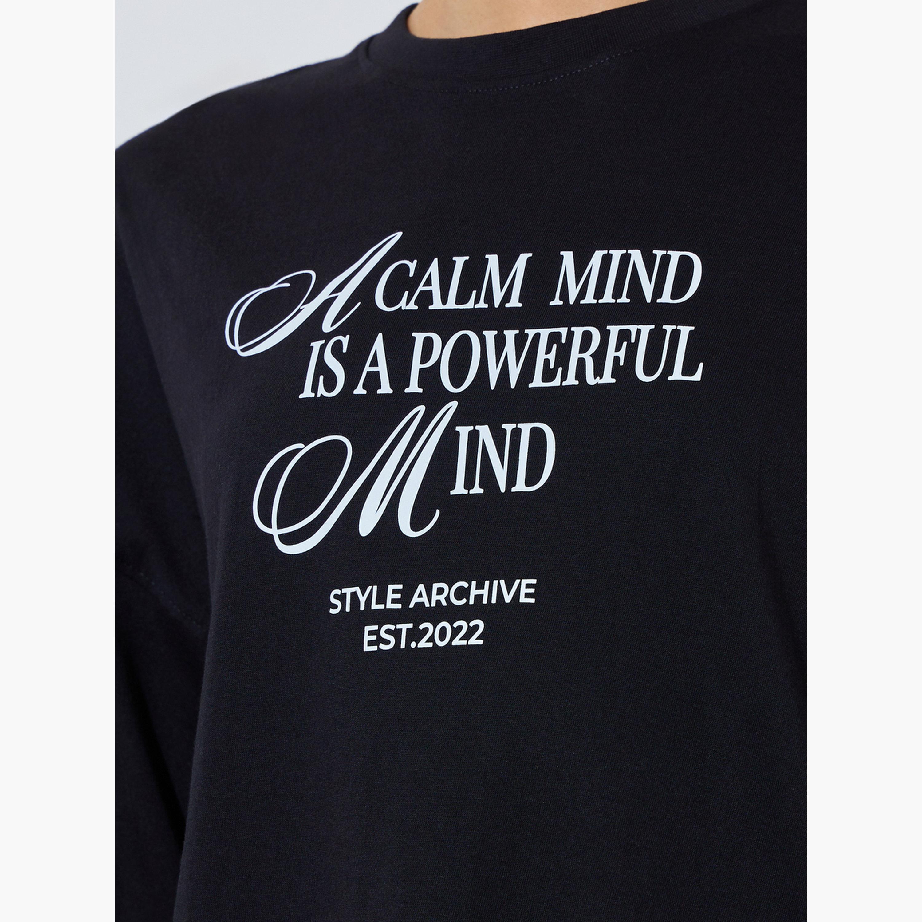 Styli Slogan Print Oversized T-Shirt and Leggings Co-Ords-women-clothing-coordsets-image-6