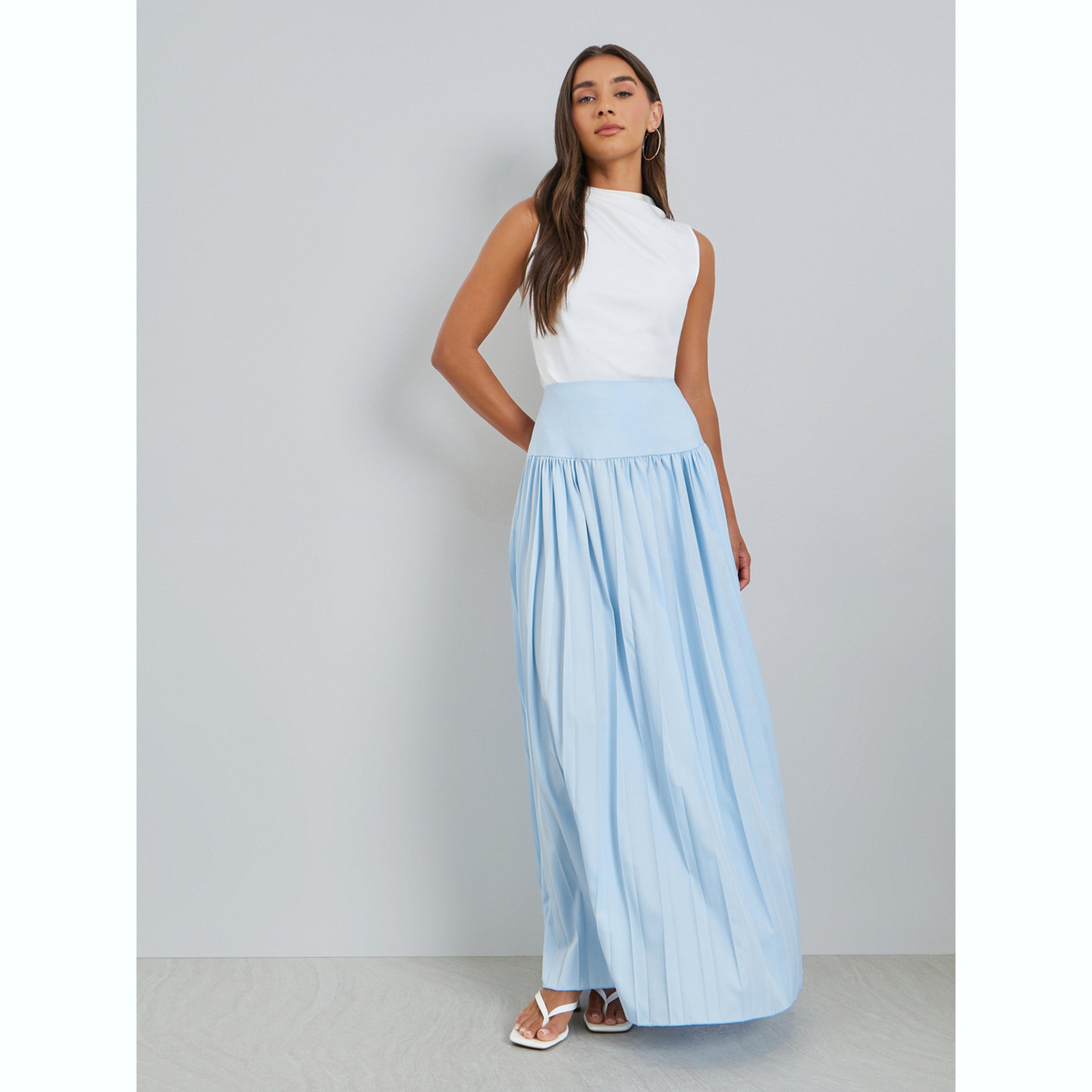 تنورة طويلة بكسرات وخصر عريض-women-clothing-bottoms-skirts-image-2