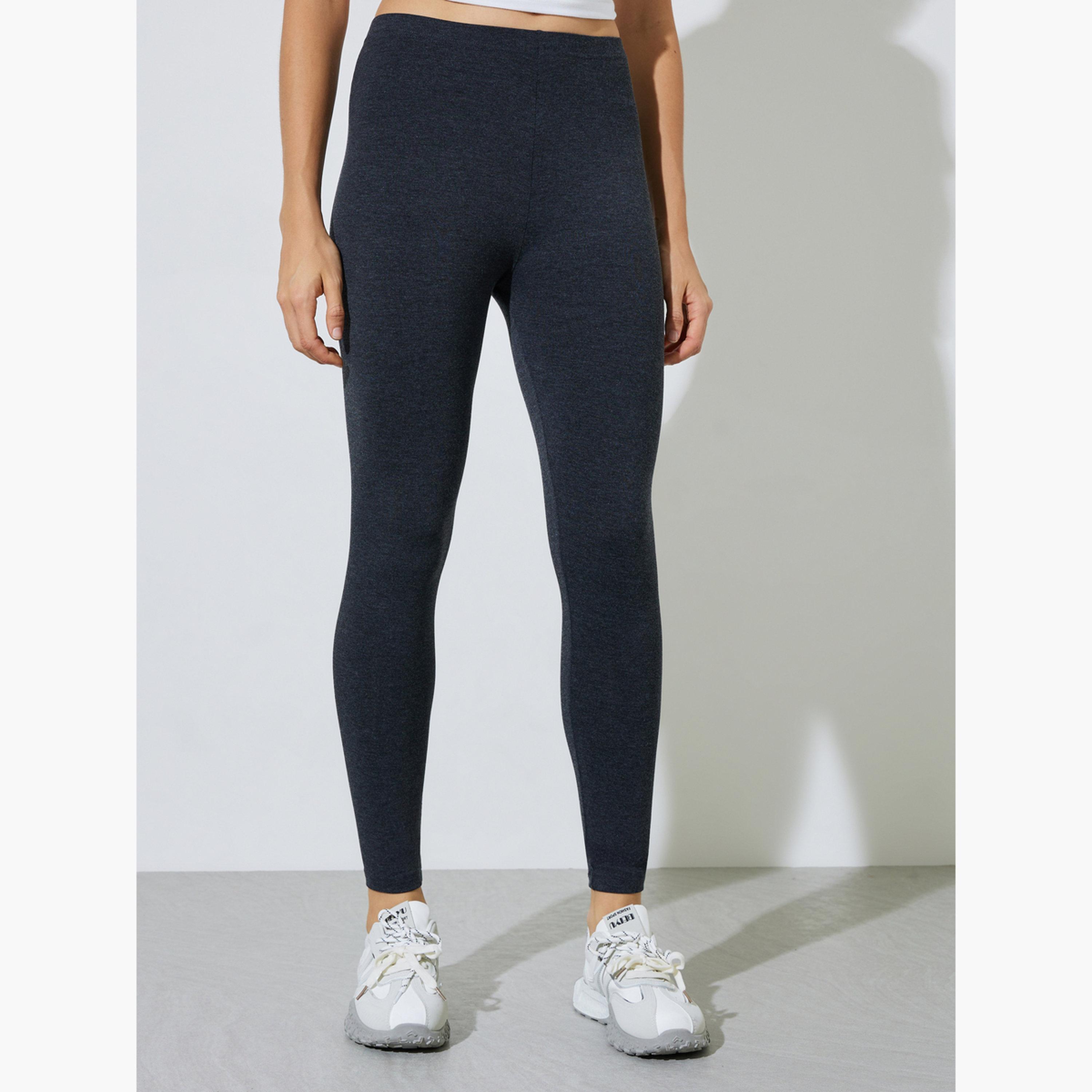 طقم من 2 ليقنز بطول الكاحل بلون سادة لون أسود ورمادي داكن-women-clothing-bottoms-leggings-image-7