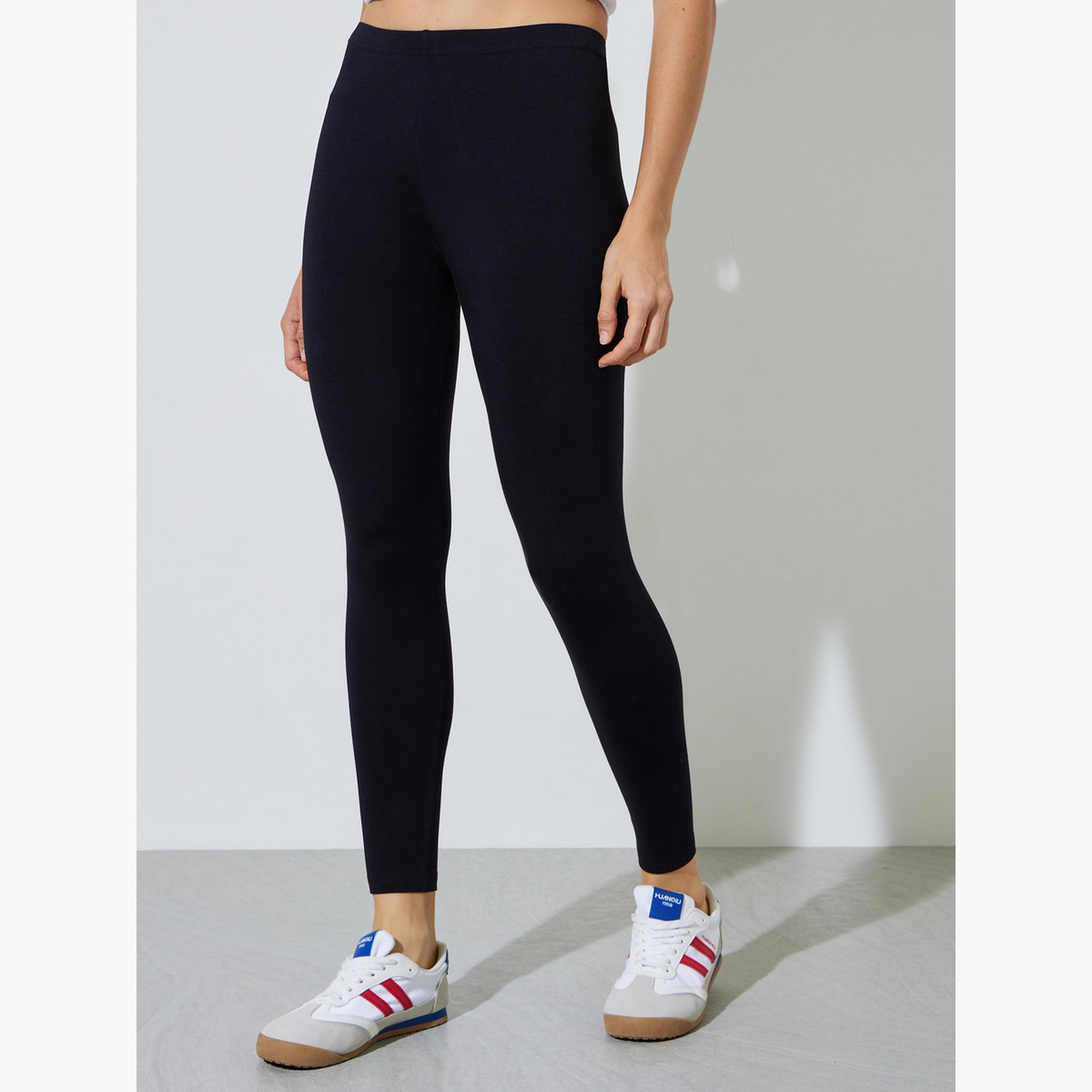 Styli Pack of 2 - Black and Navy Blue Solid Ankle-Length Leggings-women-clothing-bottoms-leggings-image-3