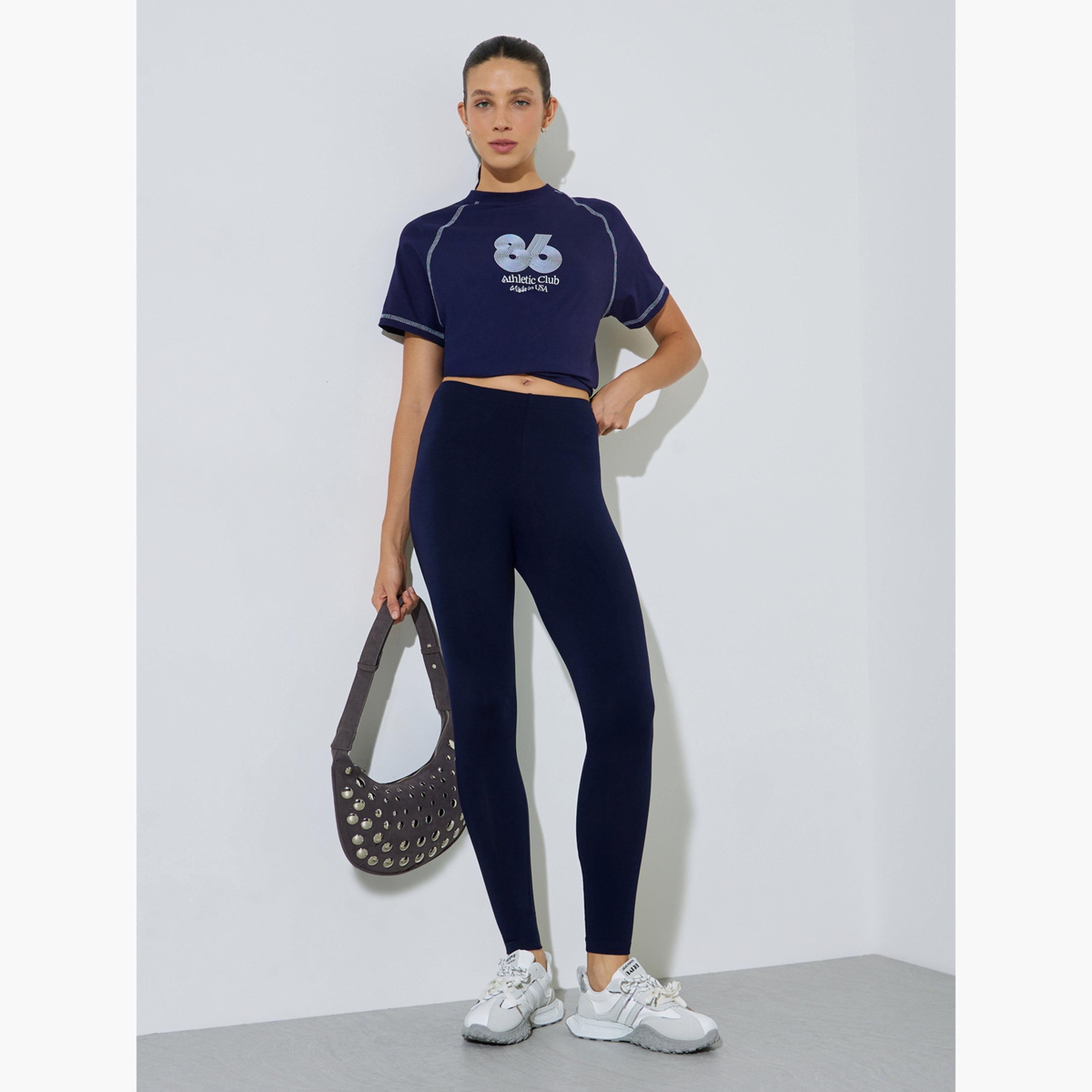 Styli Pack of 2 - Black and Navy Blue Solid Ankle-Length Leggings-women-clothing-bottoms-leggings-image-6