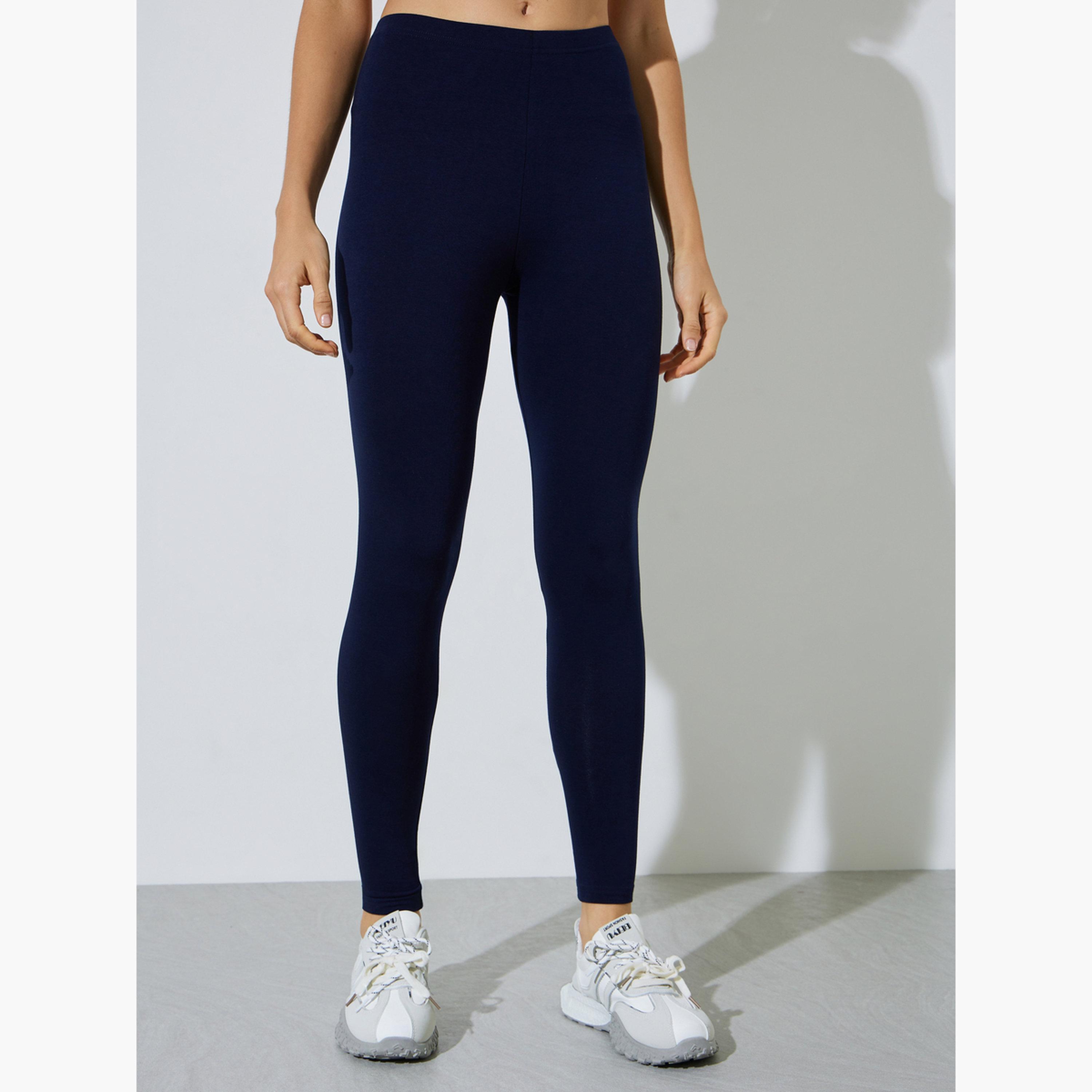 Styli Pack of 2 - Black and Navy Blue Solid Ankle-Length Leggings-women-clothing-bottoms-leggings-image-7