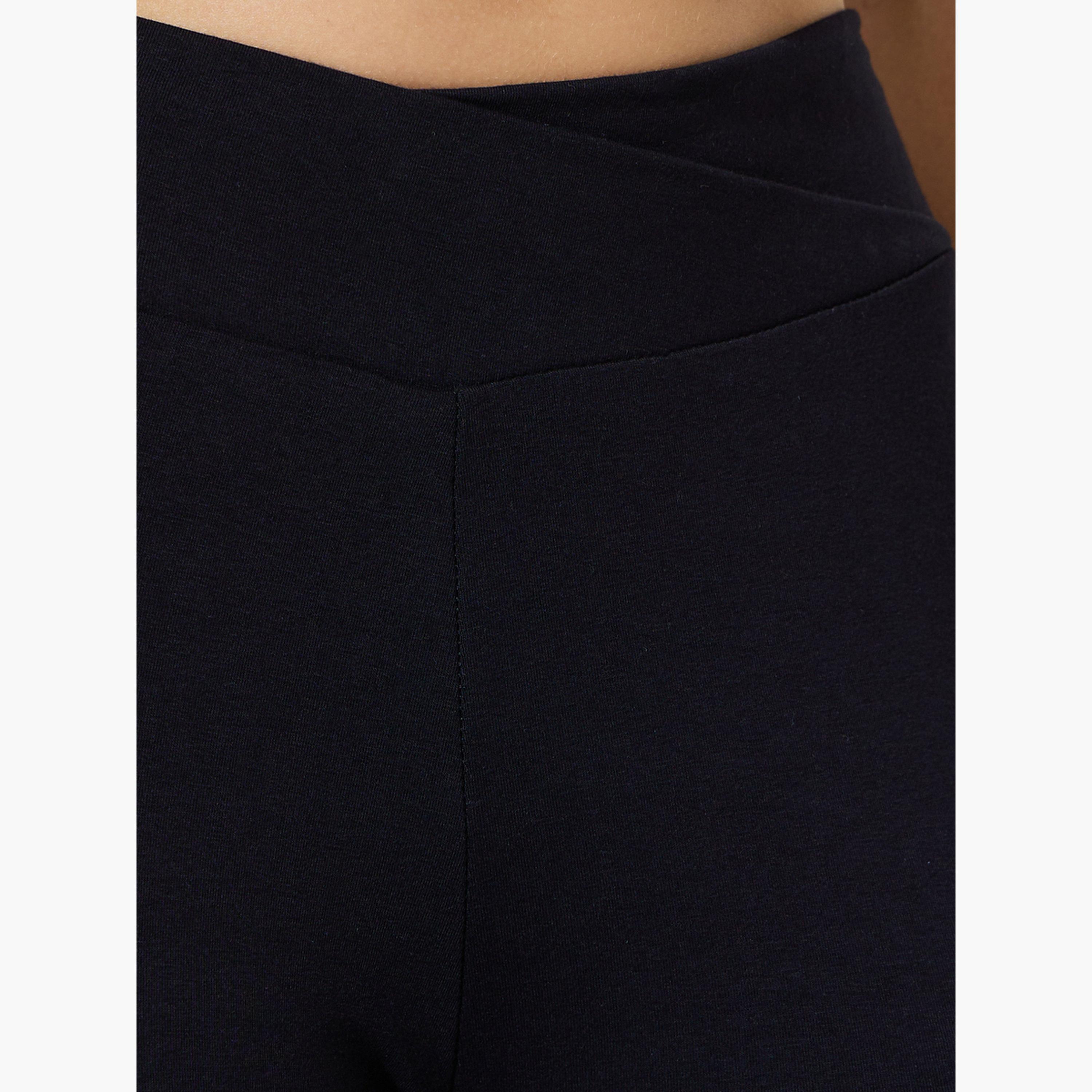 طقم من 2 ليقنز بقصة ضيقة بلون سادة لون أسود ورمادي داكن-women-clothing-bottoms-leggings-image-4