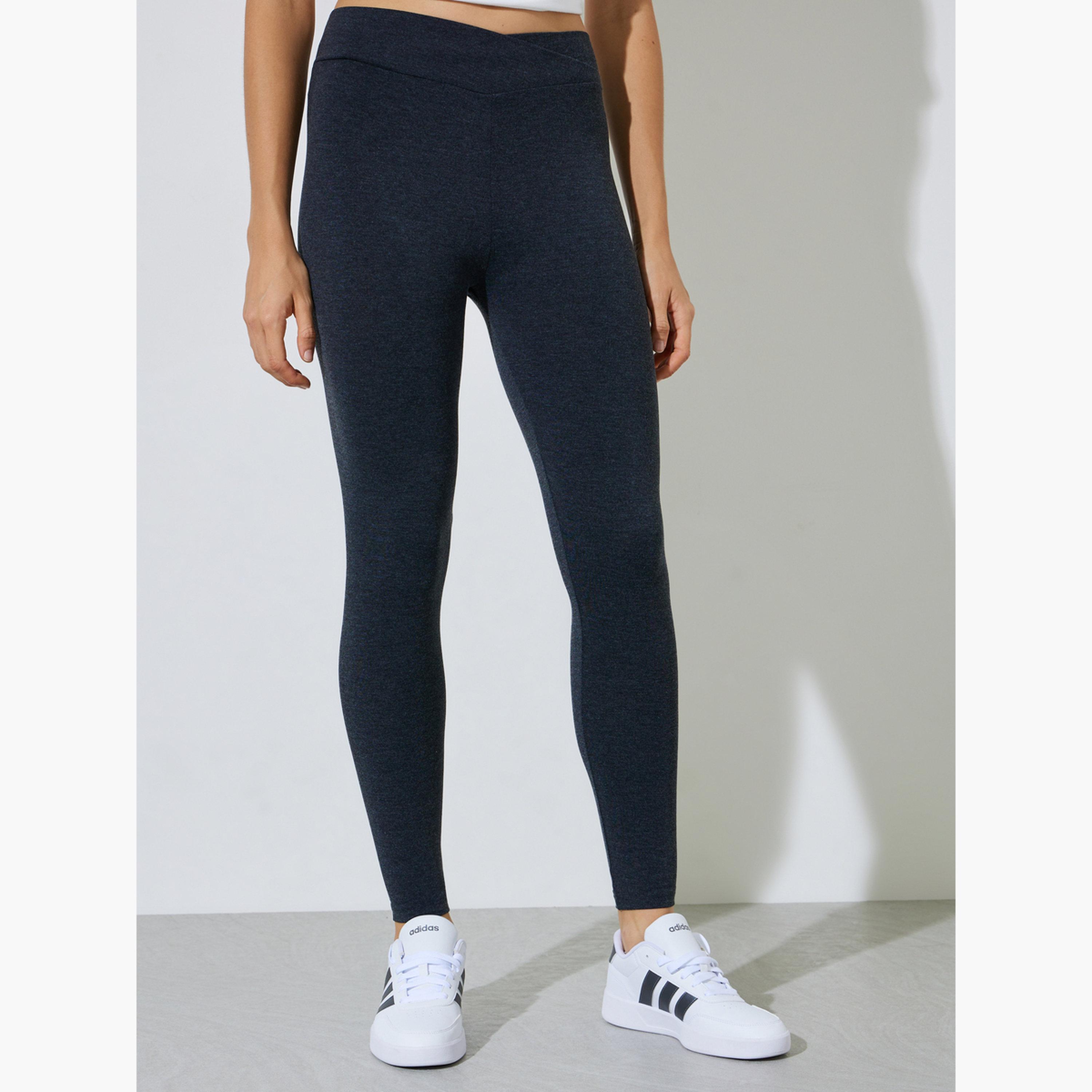 طقم من 2 ليقنز بقصة ضيقة بلون سادة لون أسود ورمادي داكن-women-clothing-bottoms-leggings-image-7