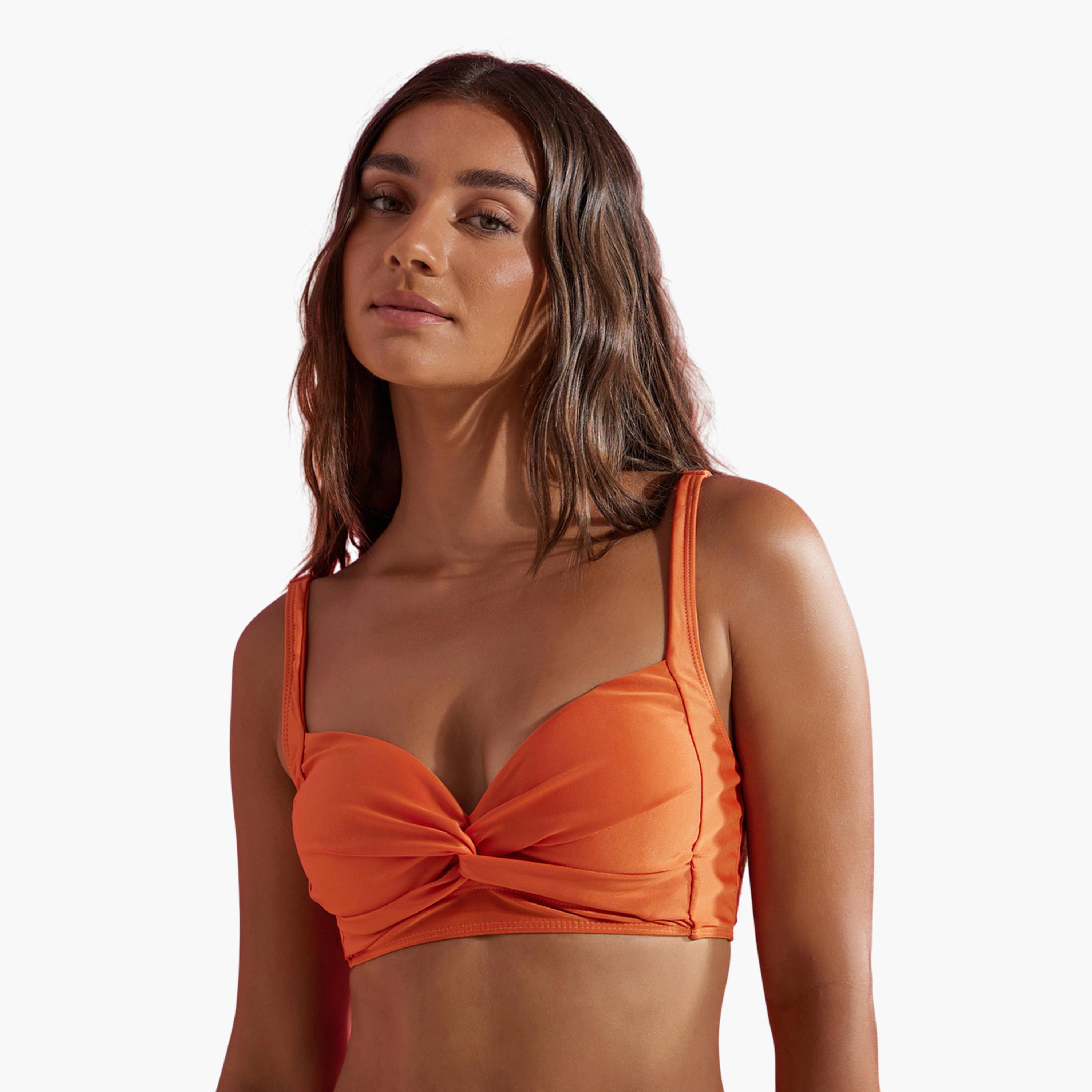 Styli Orange Padded Balconette Bikini Top with Tie Knot Detail and Brief Set-women-clothing-swimandbeach-swim-bikinis-image-2