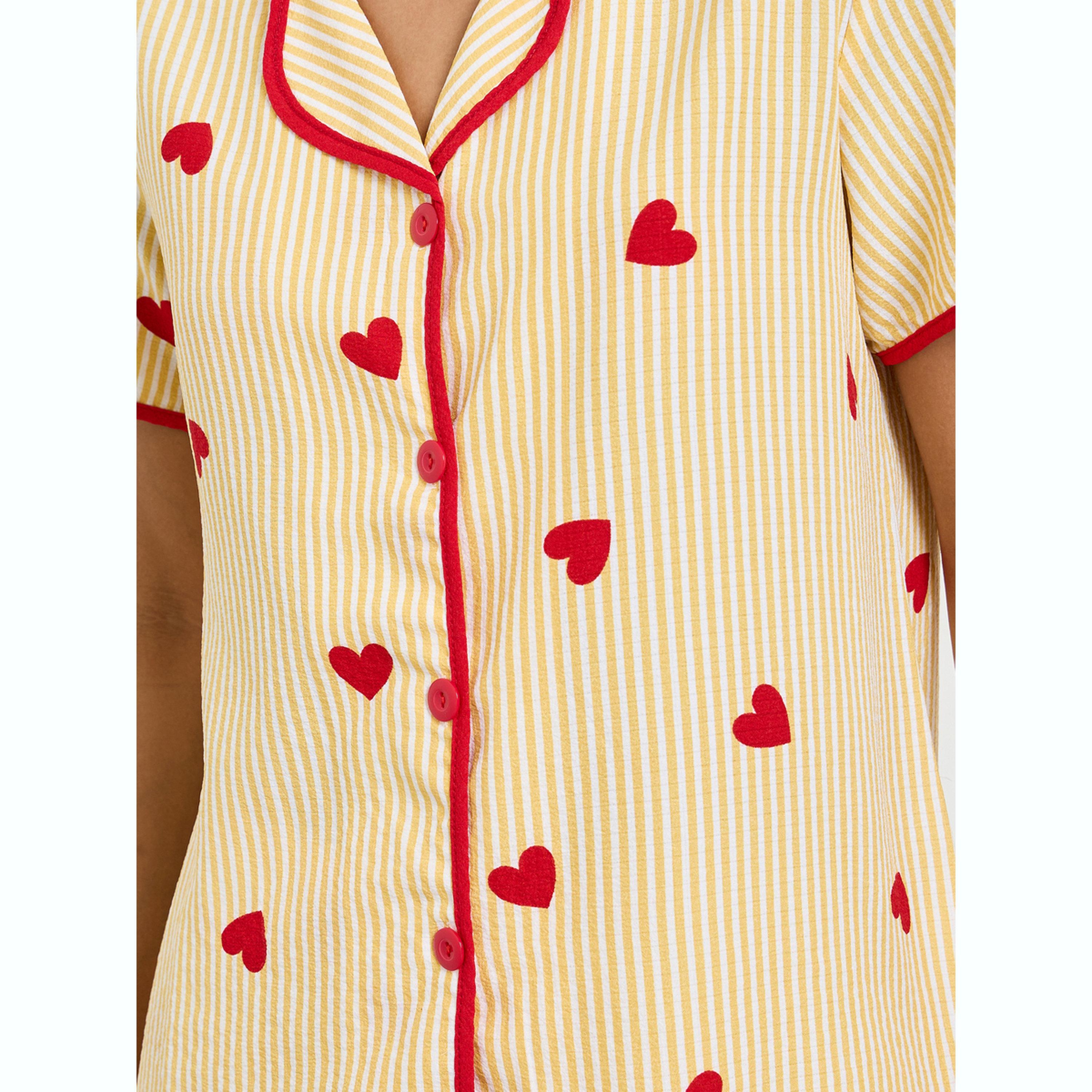 طقم بيجاما من بنطال وقميص بطبعة مخططة وقلب-women-clothing-nightwear-pyjamas-longsets-image-5