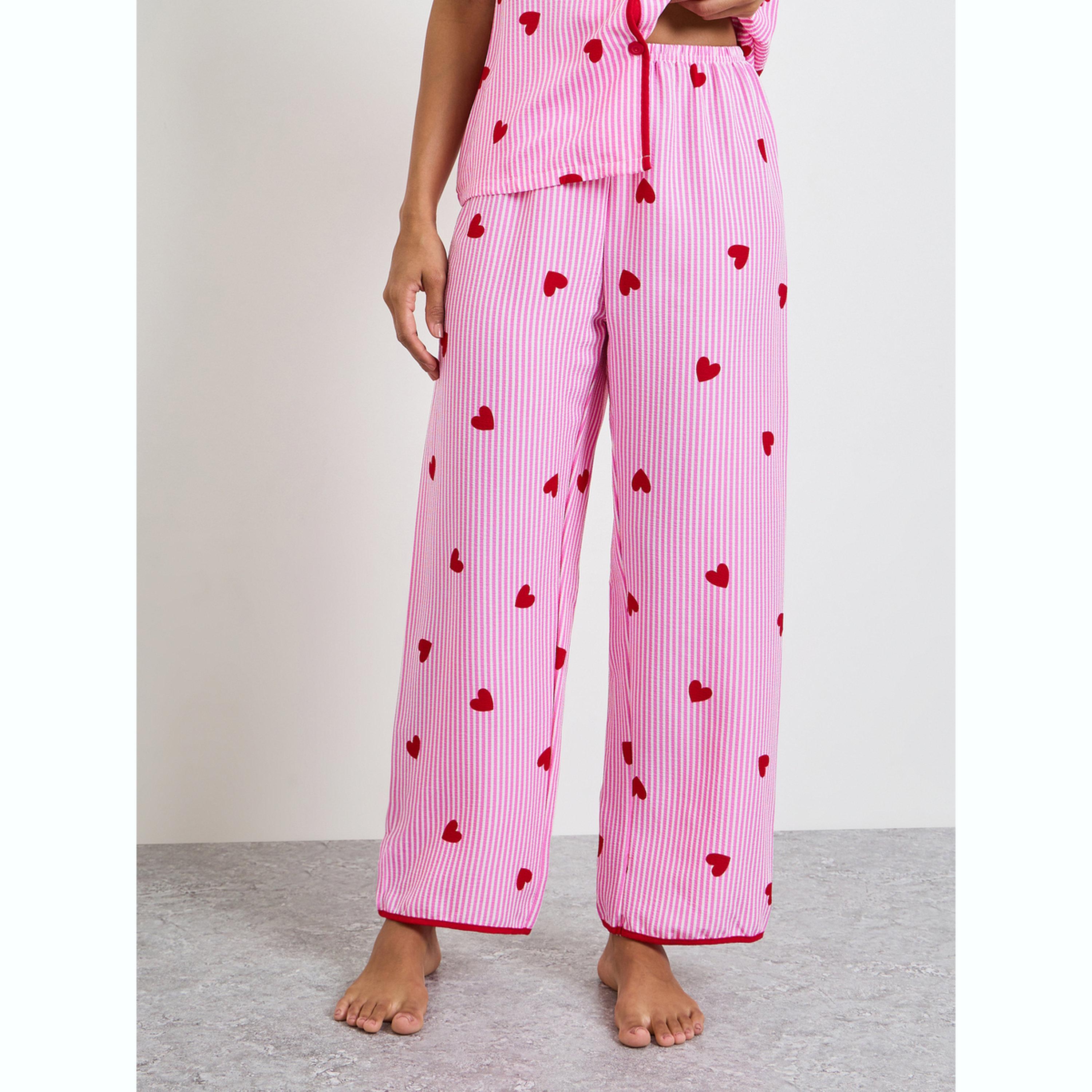 Take Two Pink Heart Striped Print Shirt and Pyjama Set-women-clothing-nightwear-pyjamas-longsets-image-5