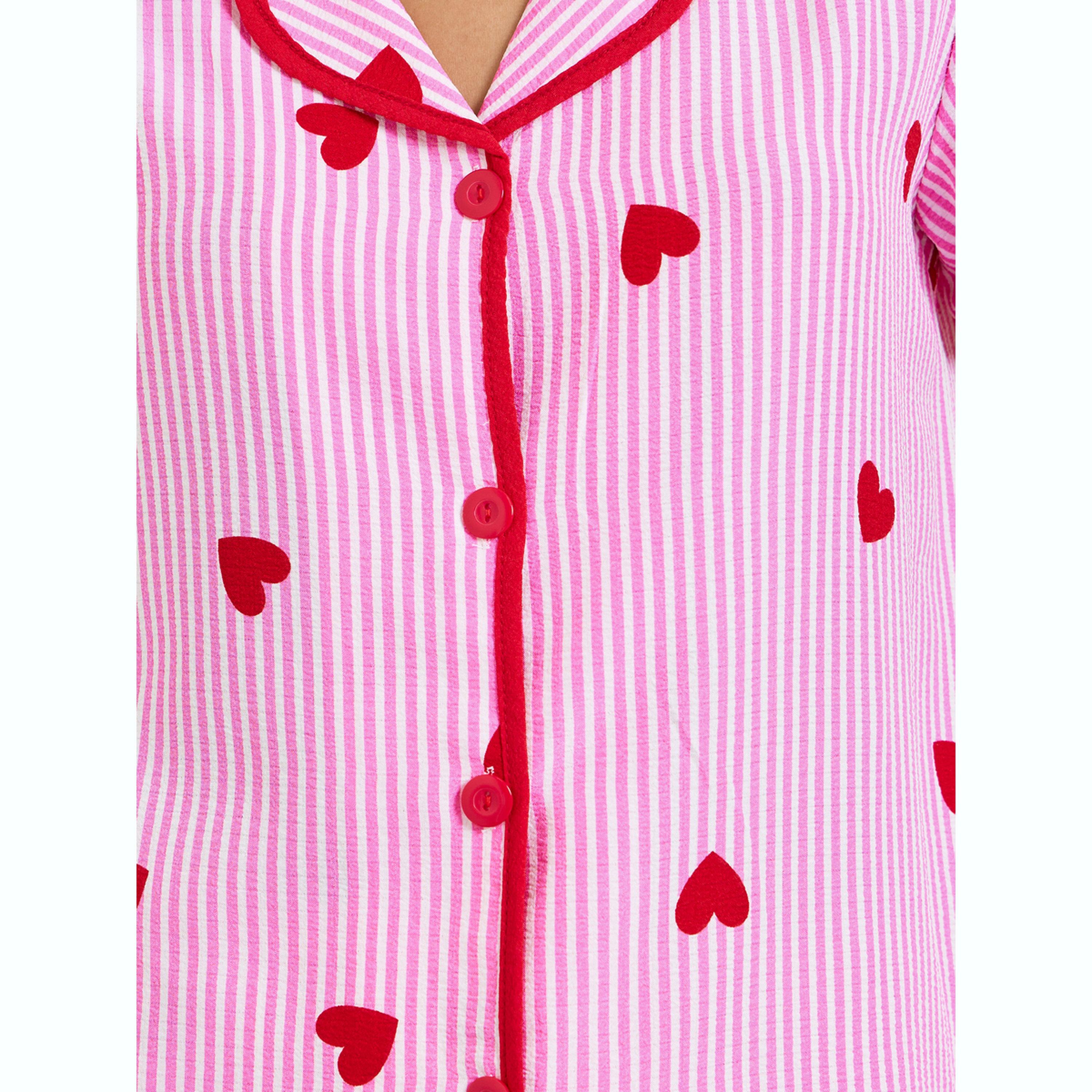 Take Two Pink Heart Striped Print Shirt and Pyjama Set-women-clothing-nightwear-pyjamas-longsets-image-6