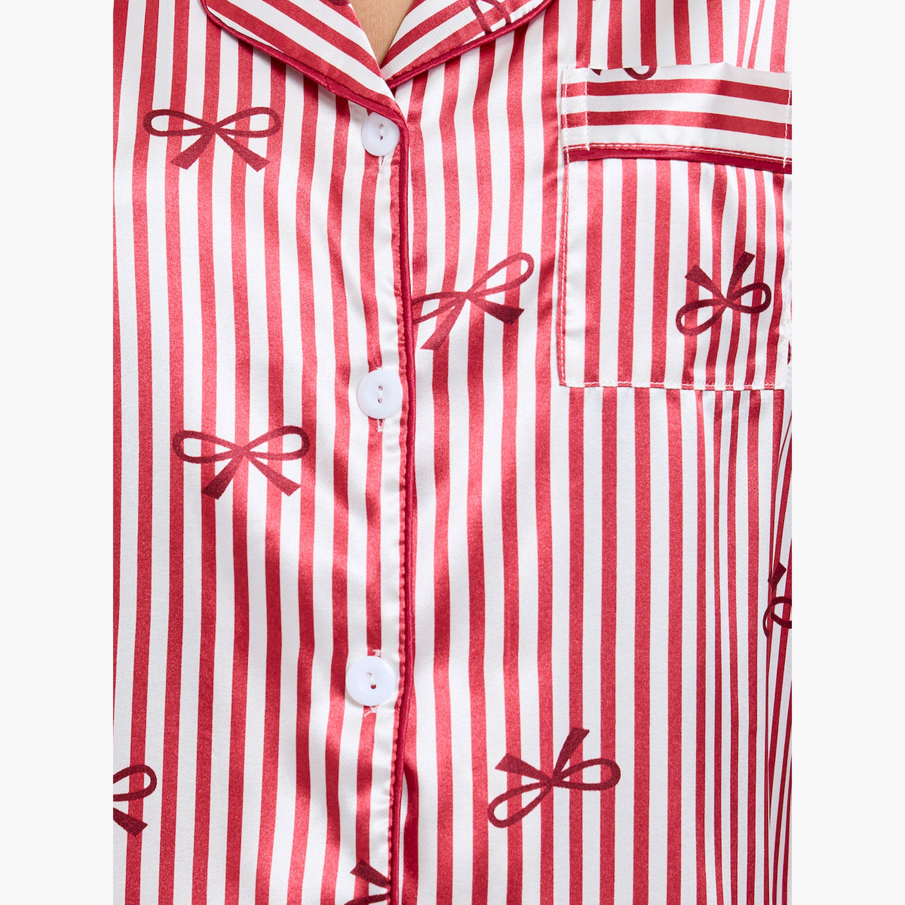Take Two Red Bow Print Striped Shirt and Pyjama Set-women-clothing-nightwear-pyjamas-longsets-image-5