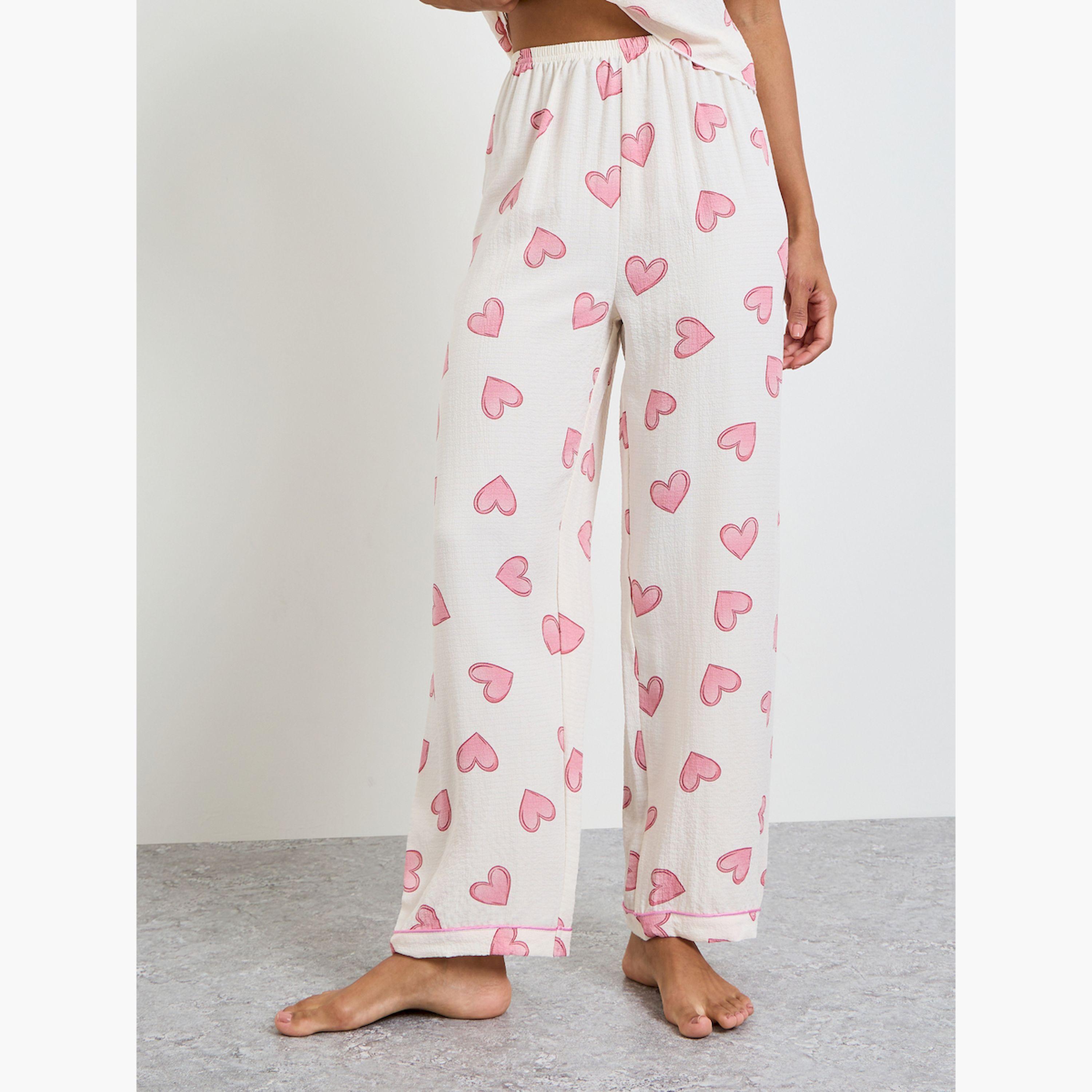 Take Two White Heart Print Cami and Pyjama Set-women-clothing-nightwear-pyjamas-longsets-image-4
