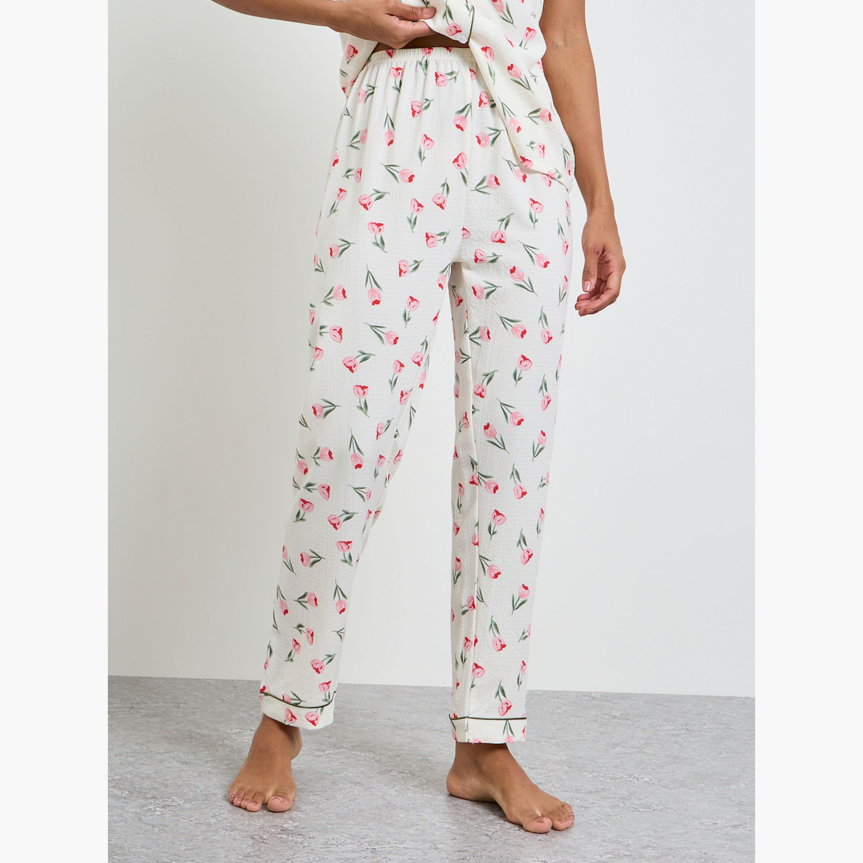 Take Two White Floral Print Shirt and Pyjama Set-women-clothing-nightwear-pyjamas-longsets-image-5