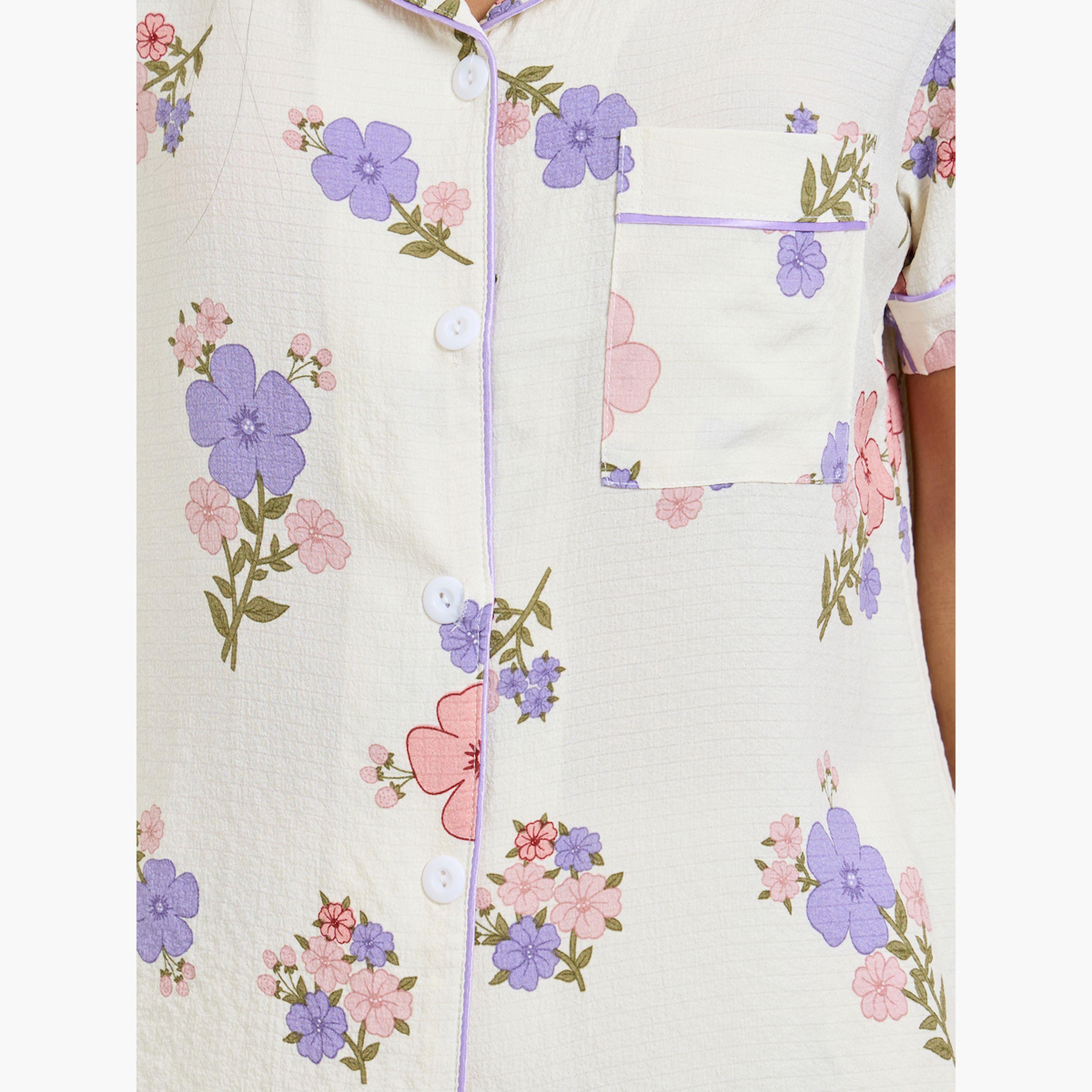 طقم بيجاما من بنطال وقميص بطبعة زهور-women-clothing-nightwear-pyjamas-longsets-image-5