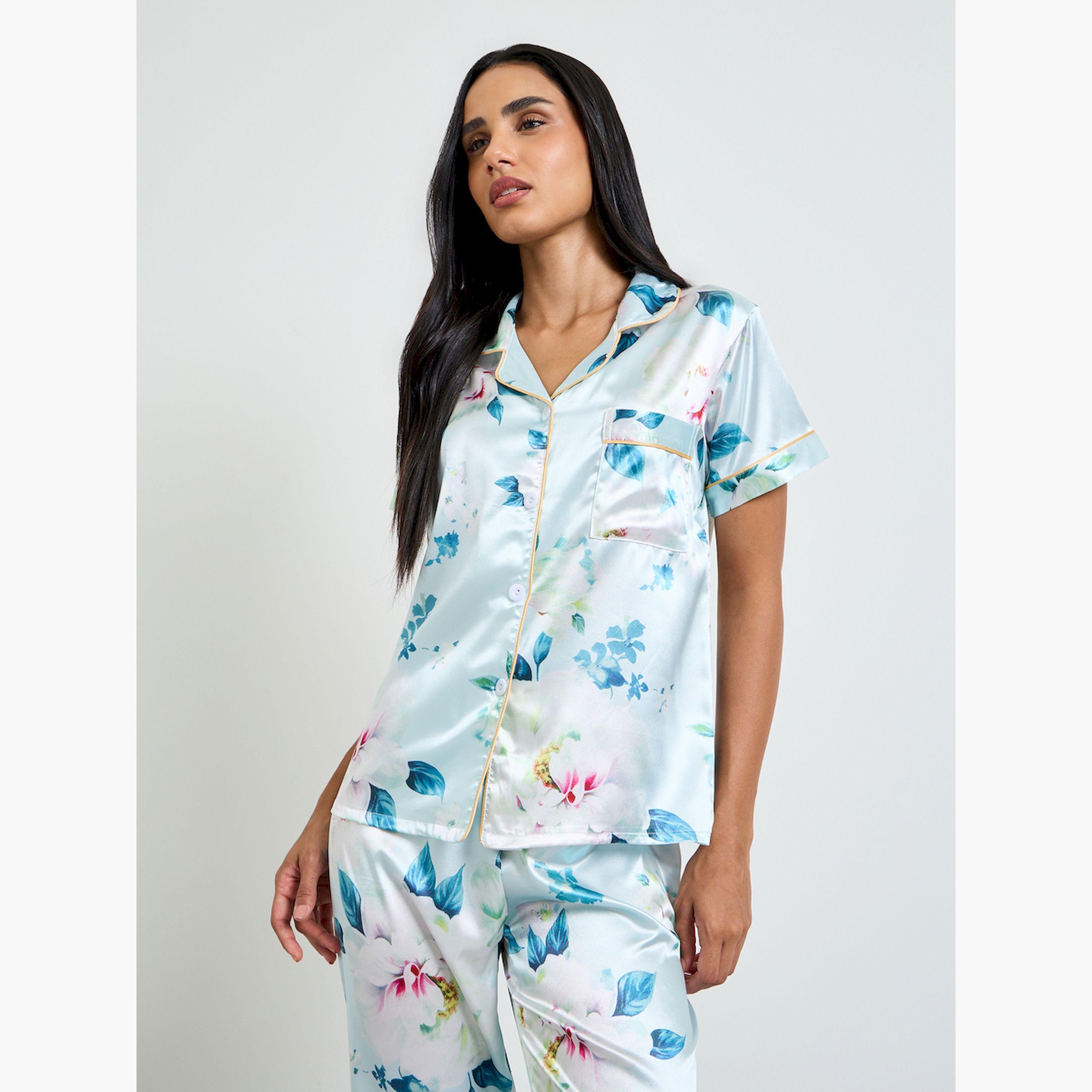 طقم بيجاما من بنطال وقميص بطبعة زهور-women-clothing-nightwear-pyjamas-longsets-image-2