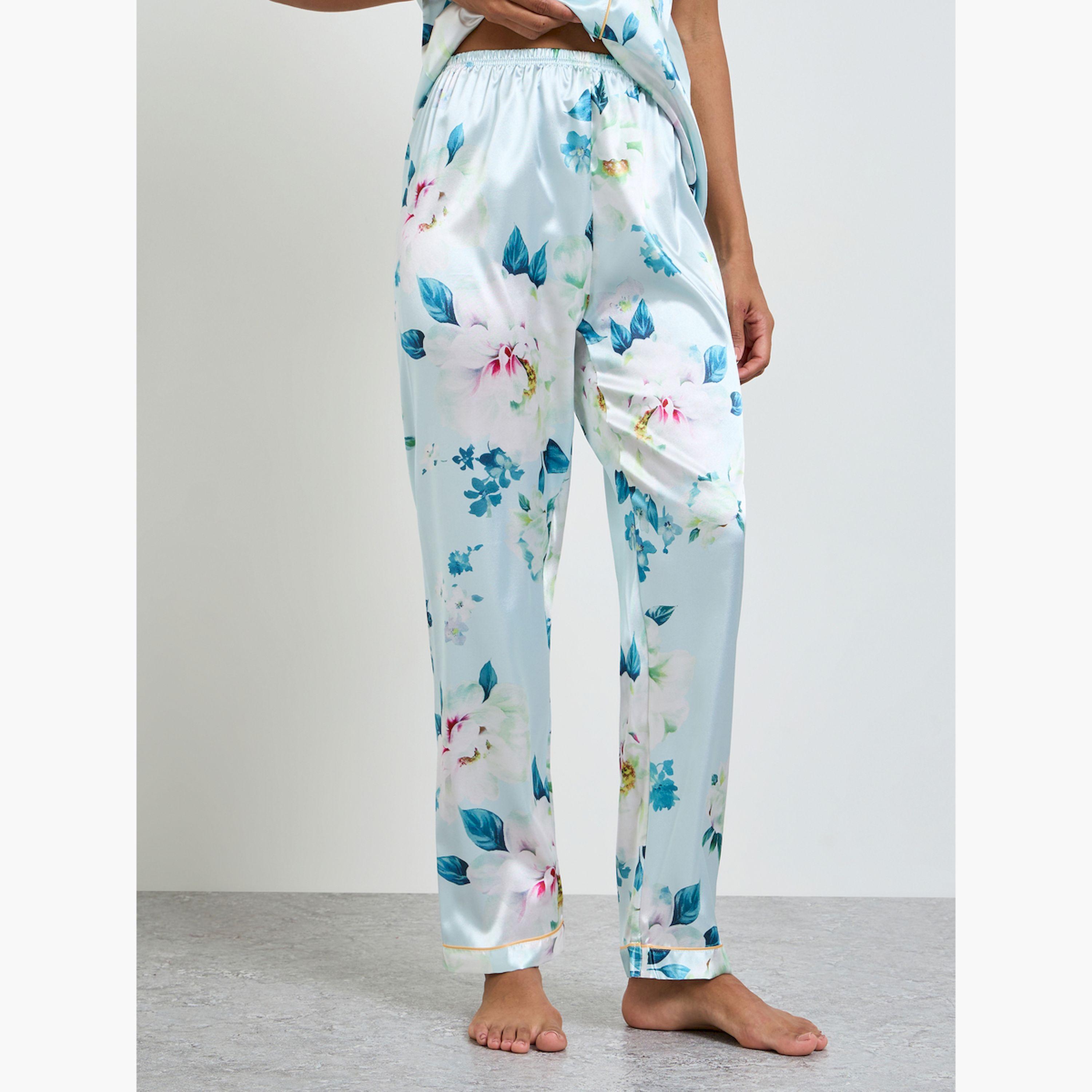 طقم بيجاما من بنطال وقميص بطبعة زهور-women-clothing-nightwear-pyjamas-longsets-image-4