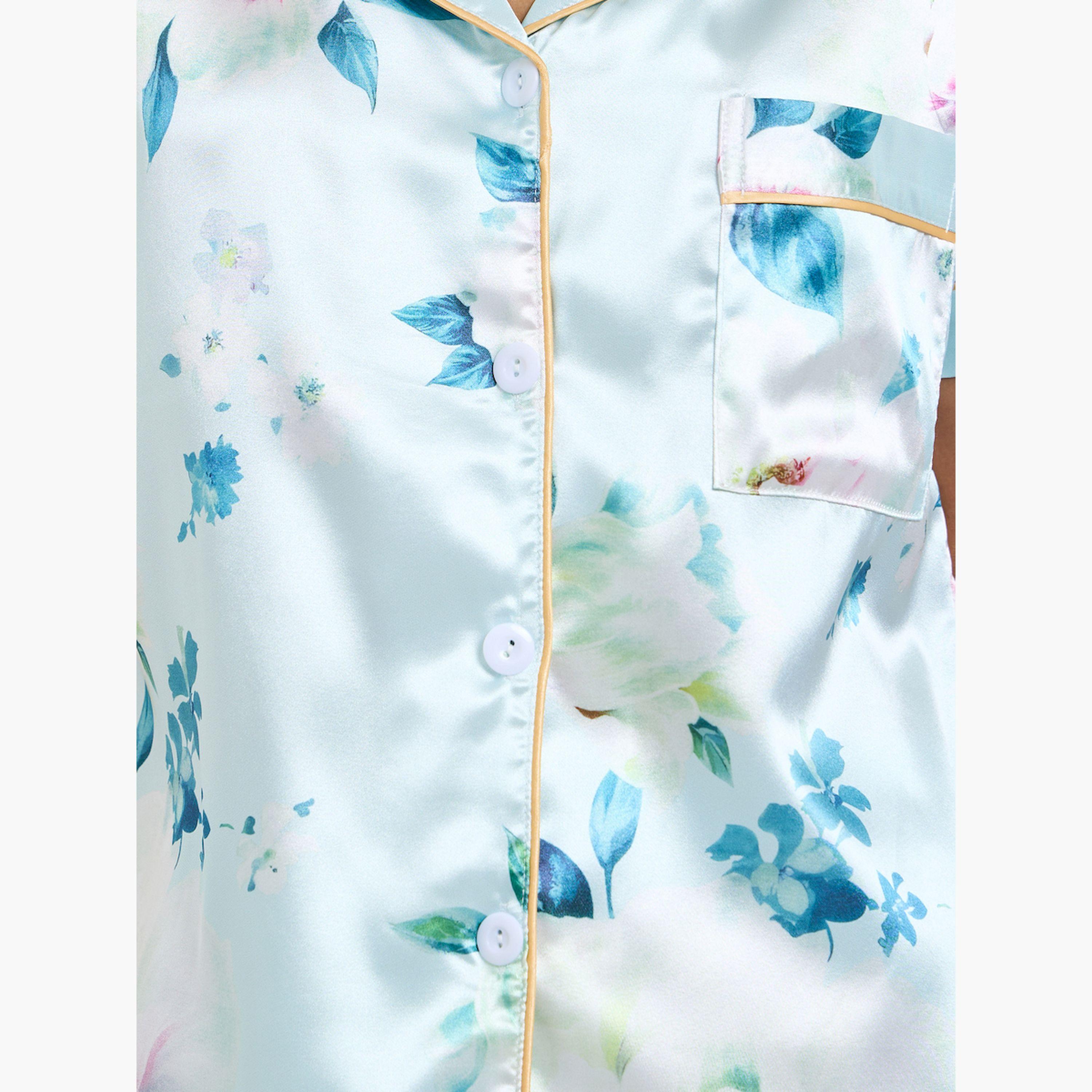 طقم بيجاما من بنطال وقميص بطبعة زهور-women-clothing-nightwear-pyjamas-longsets-image-5