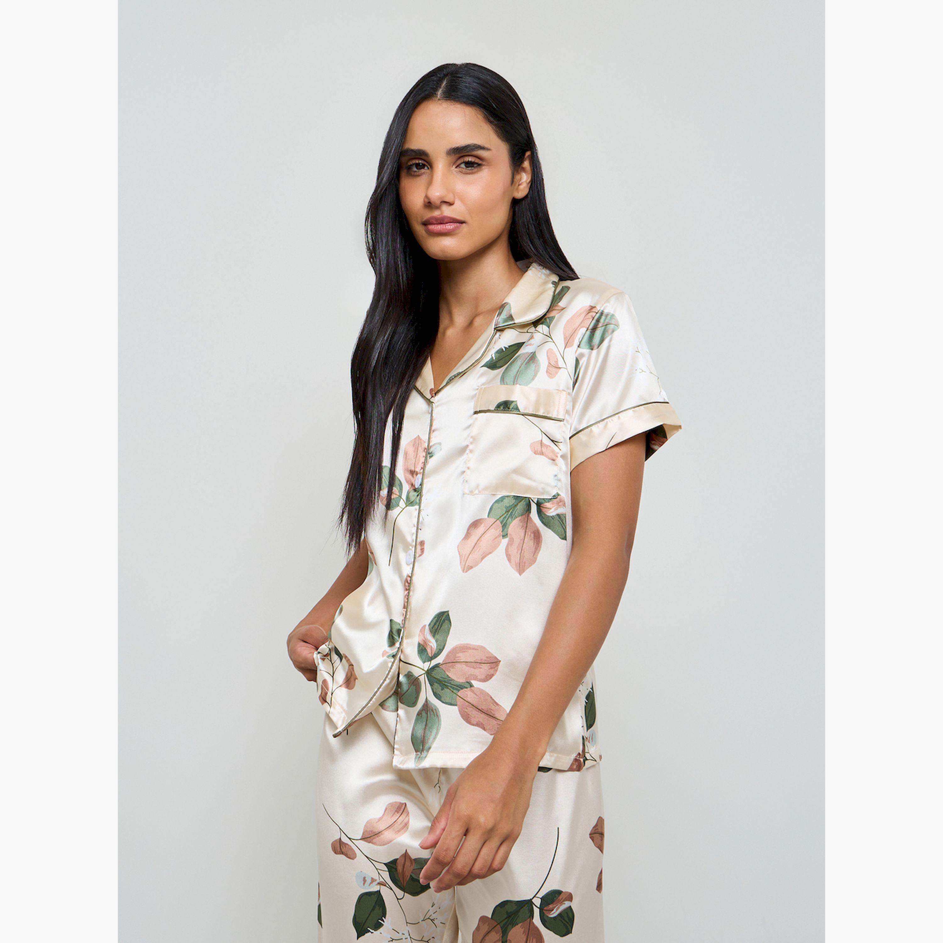 طقم بيجاما من بنطال وقميص بطبعة زهور-women-clothing-nightwear-pyjamas-longsets-image-2