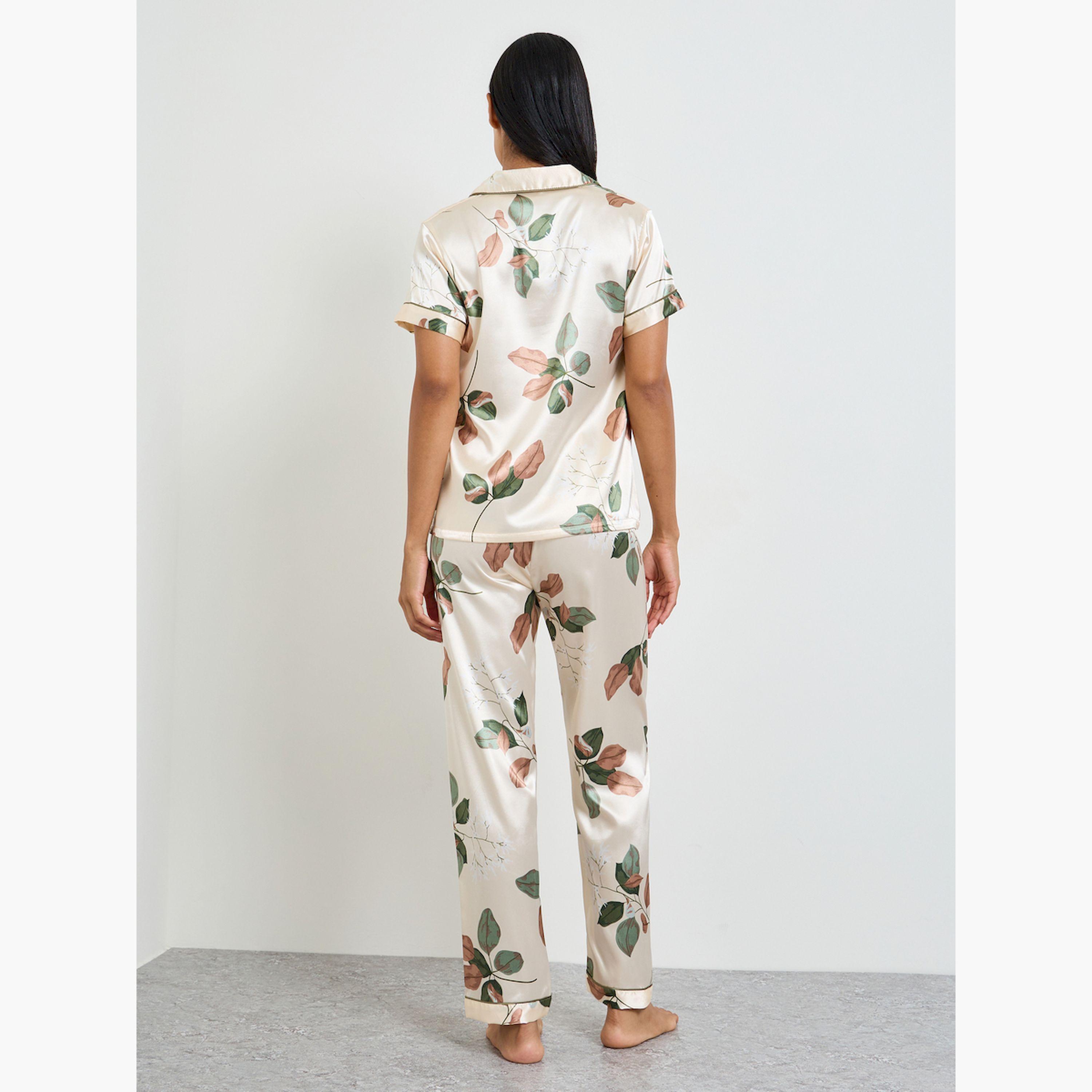 طقم بيجاما من بنطال وقميص بطبعة زهور-women-clothing-nightwear-pyjamas-longsets-image-3