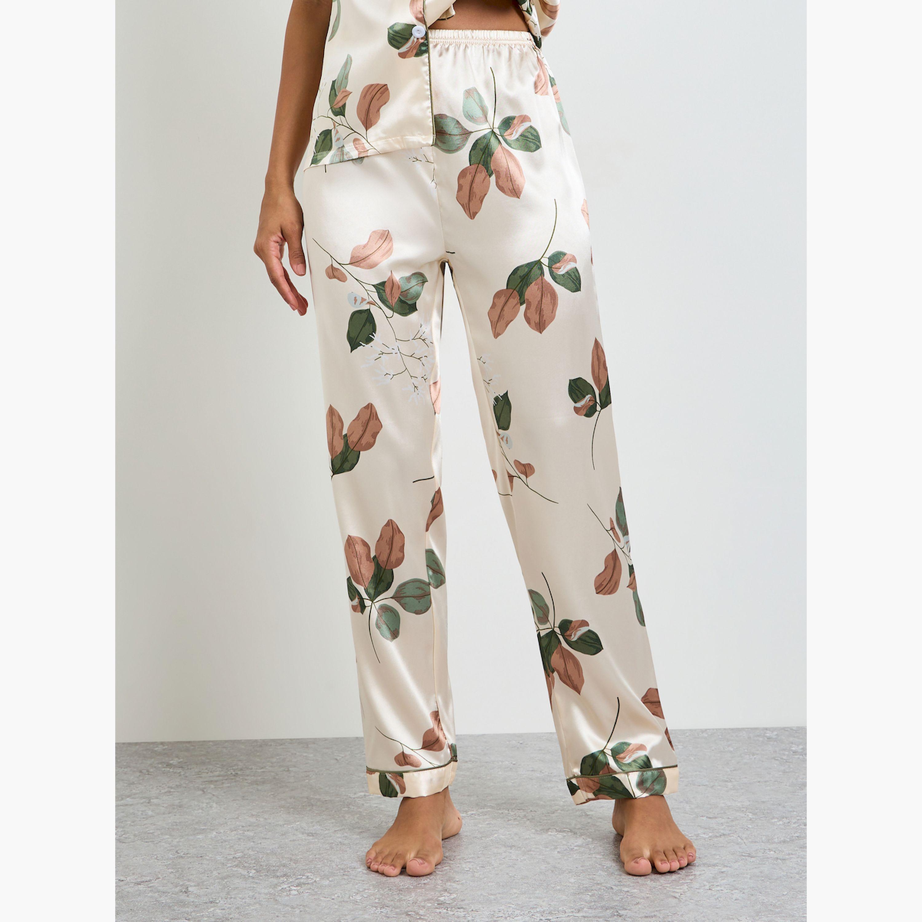 طقم بيجاما من بنطال وقميص بطبعة زهور-women-clothing-nightwear-pyjamas-longsets-image-4