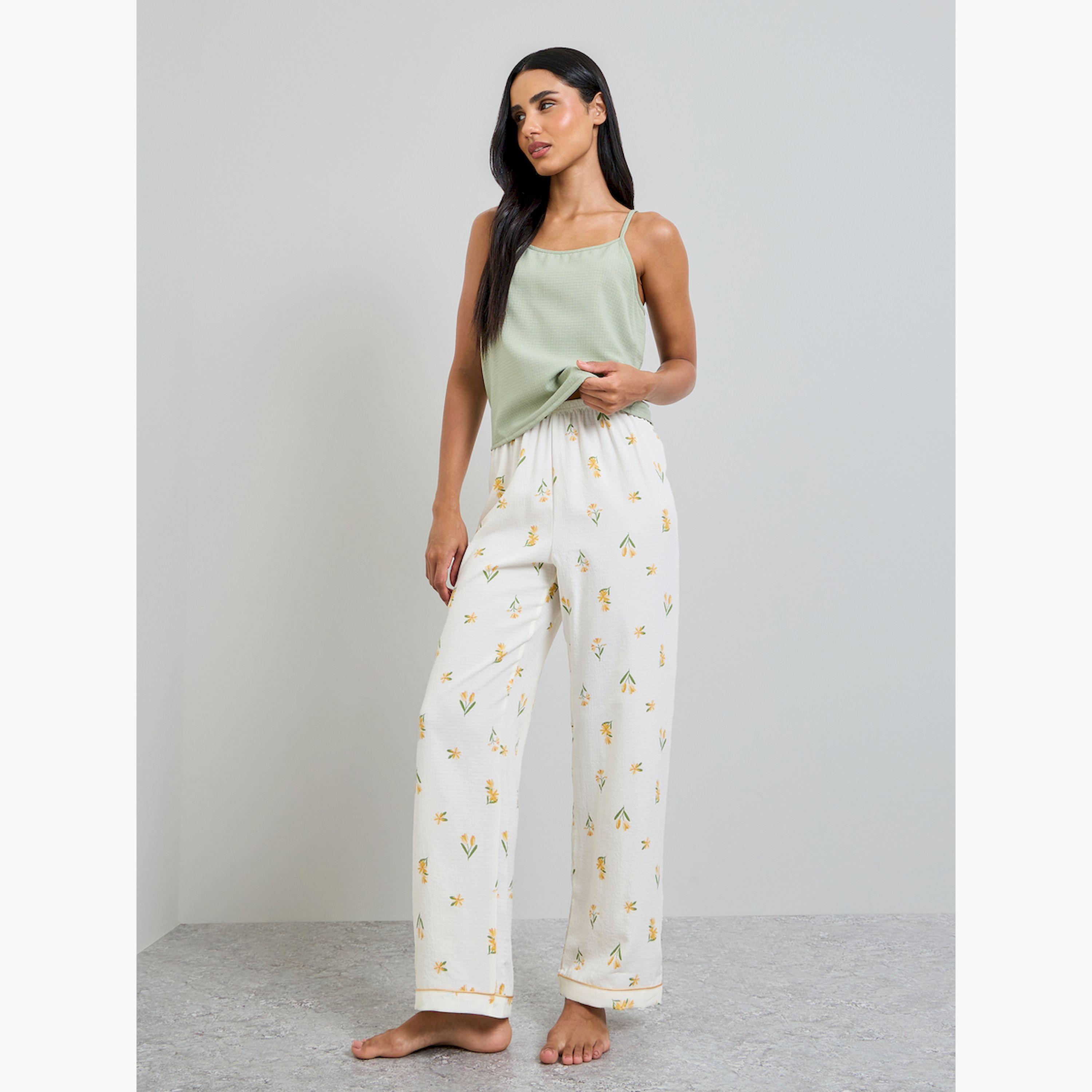 Take Two Solid Cami and Floral Print Pyjama Set-women-clothing-nightwear-pyjamas-longsets-image-1