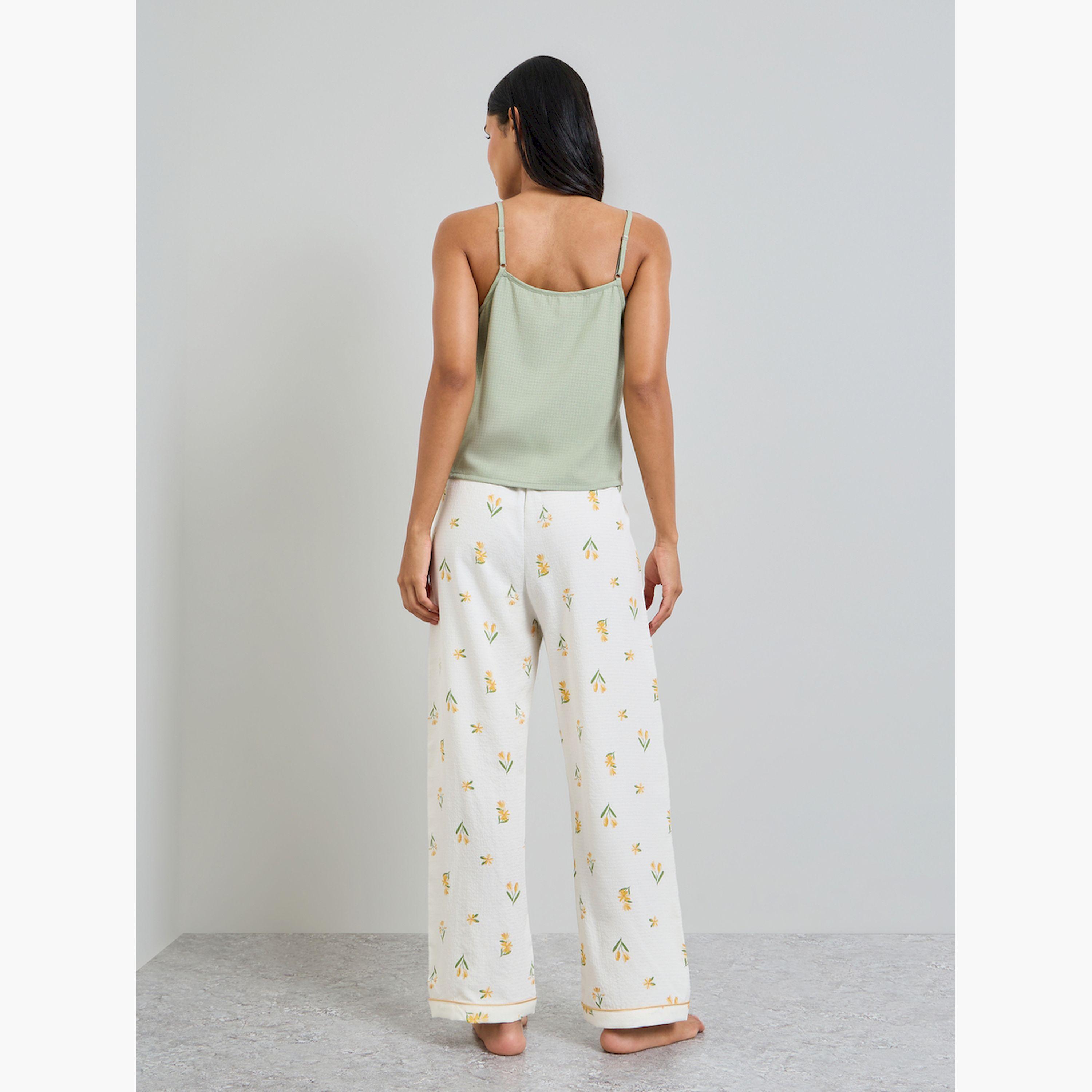 Take Two Solid Cami and Floral Print Pyjama Set-women-clothing-nightwear-pyjamas-longsets-image-3