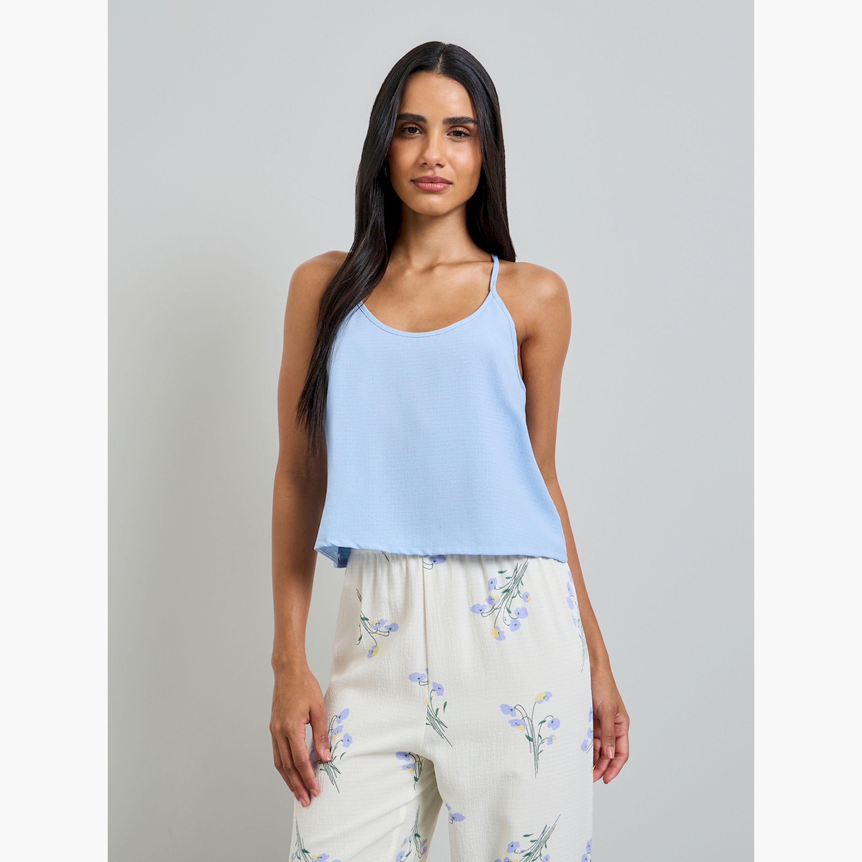 Take Two Solid Cami and Floral Print Pyjama Set-women-clothing-nightwear-pyjamas-longsets-image-2
