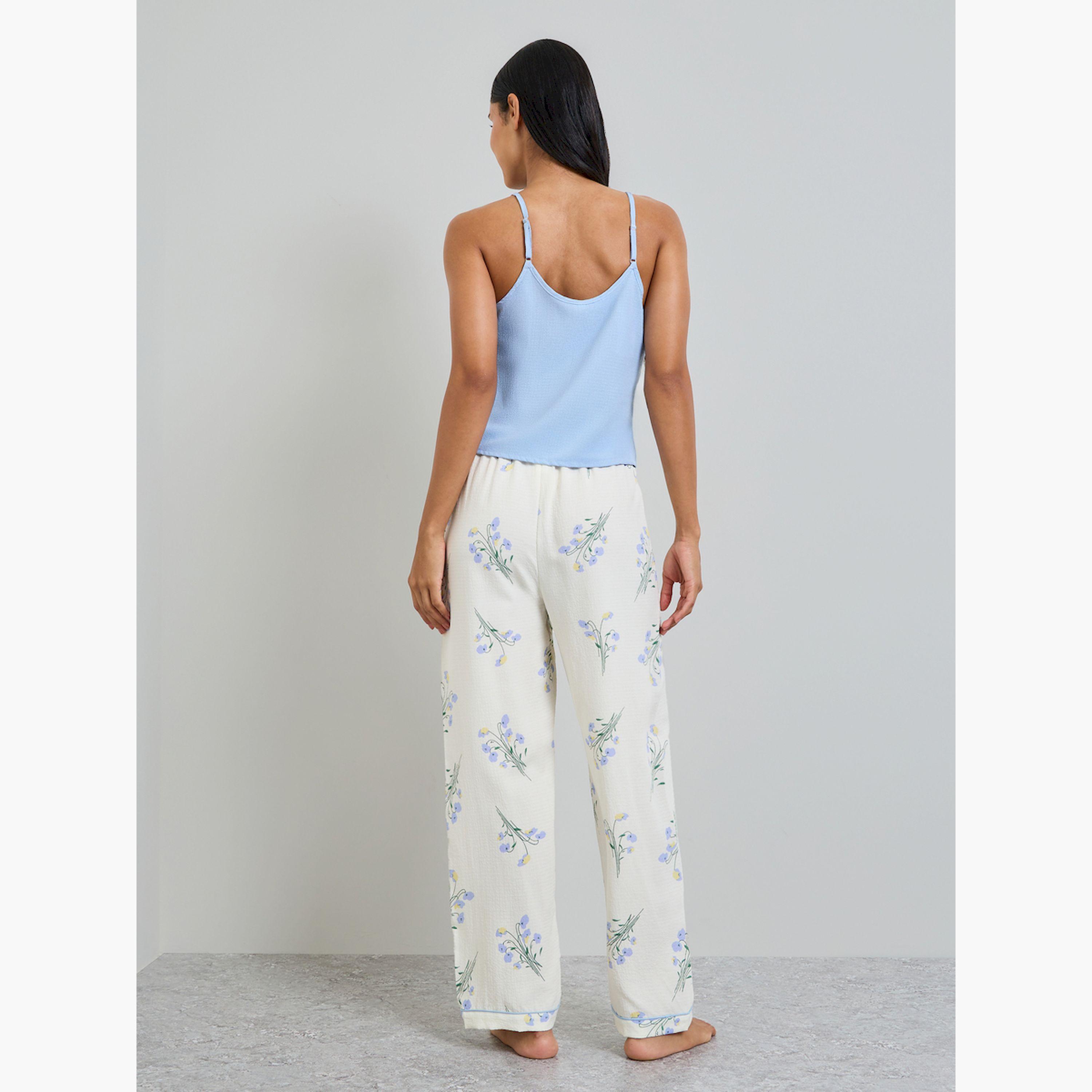 Take Two Solid Cami and Floral Print Pyjama Set-women-clothing-nightwear-pyjamas-longsets-image-3