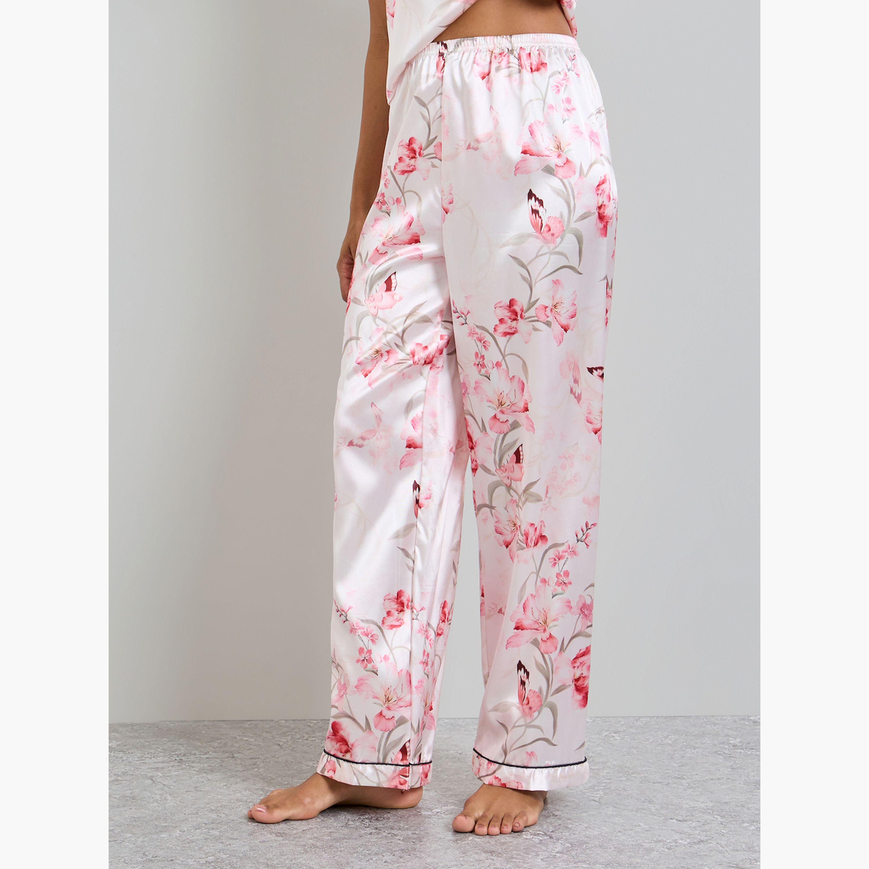 طقم بيجاما من بنطال وبلوزة حمالات بطبعة زهور-women-clothing-nightwear-pyjamas-longsets-image-4