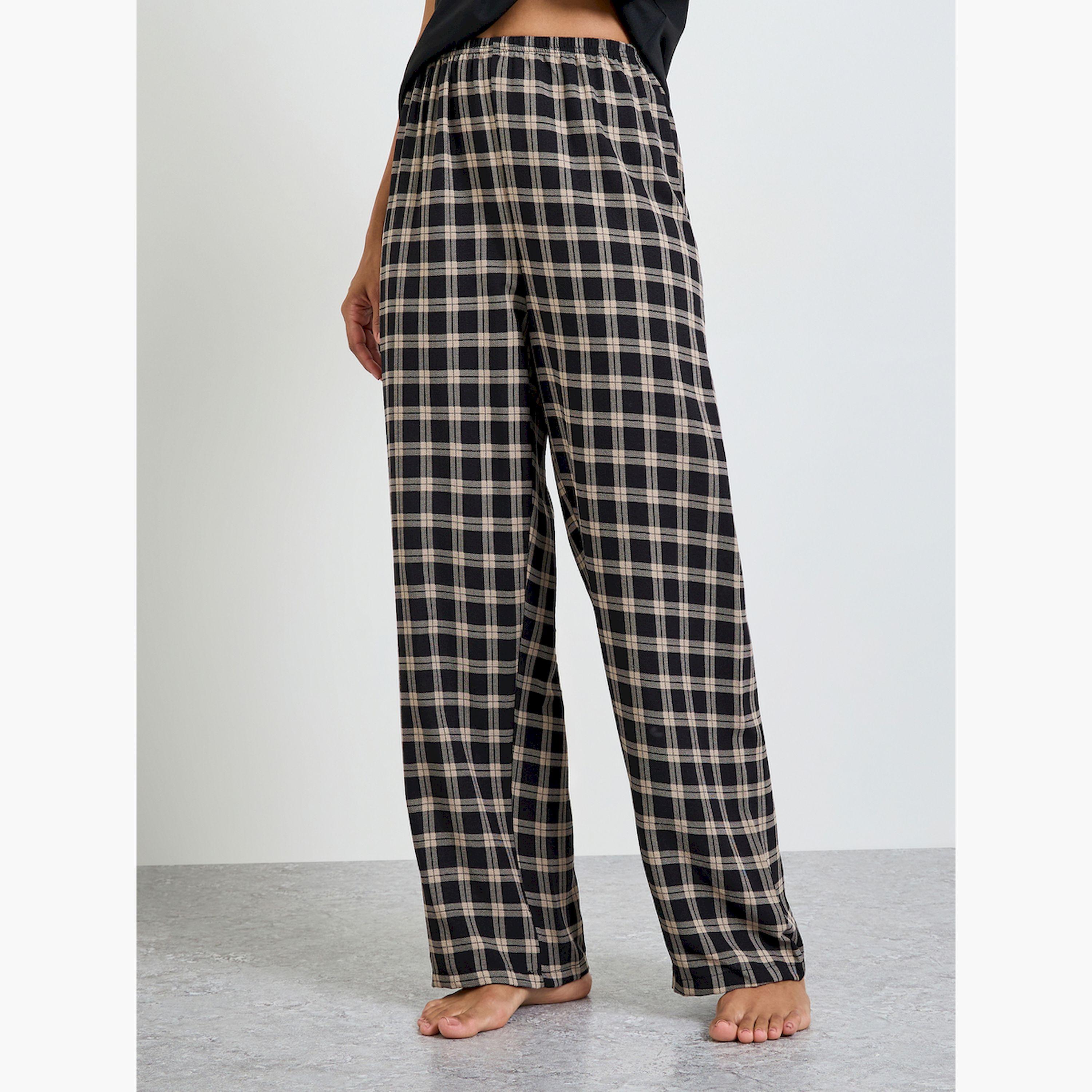 Take Two Black Checked Pocket T-Shirt and Pyjama Set-women-clothing-nightwear-pyjamas-longsets-image-4