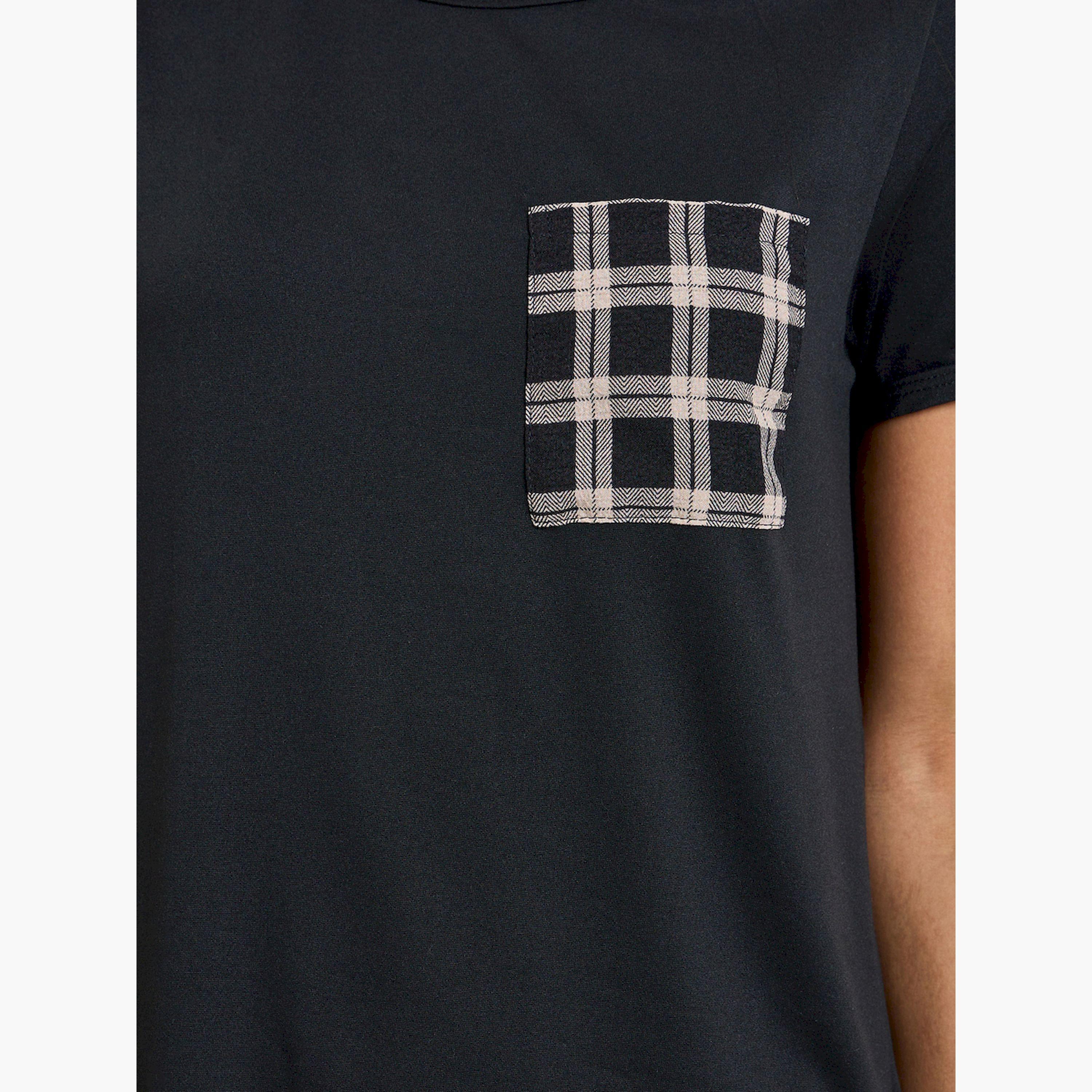 Take Two Black Checked Pocket T-Shirt and Pyjama Set-women-clothing-nightwear-pyjamas-longsets-image-5