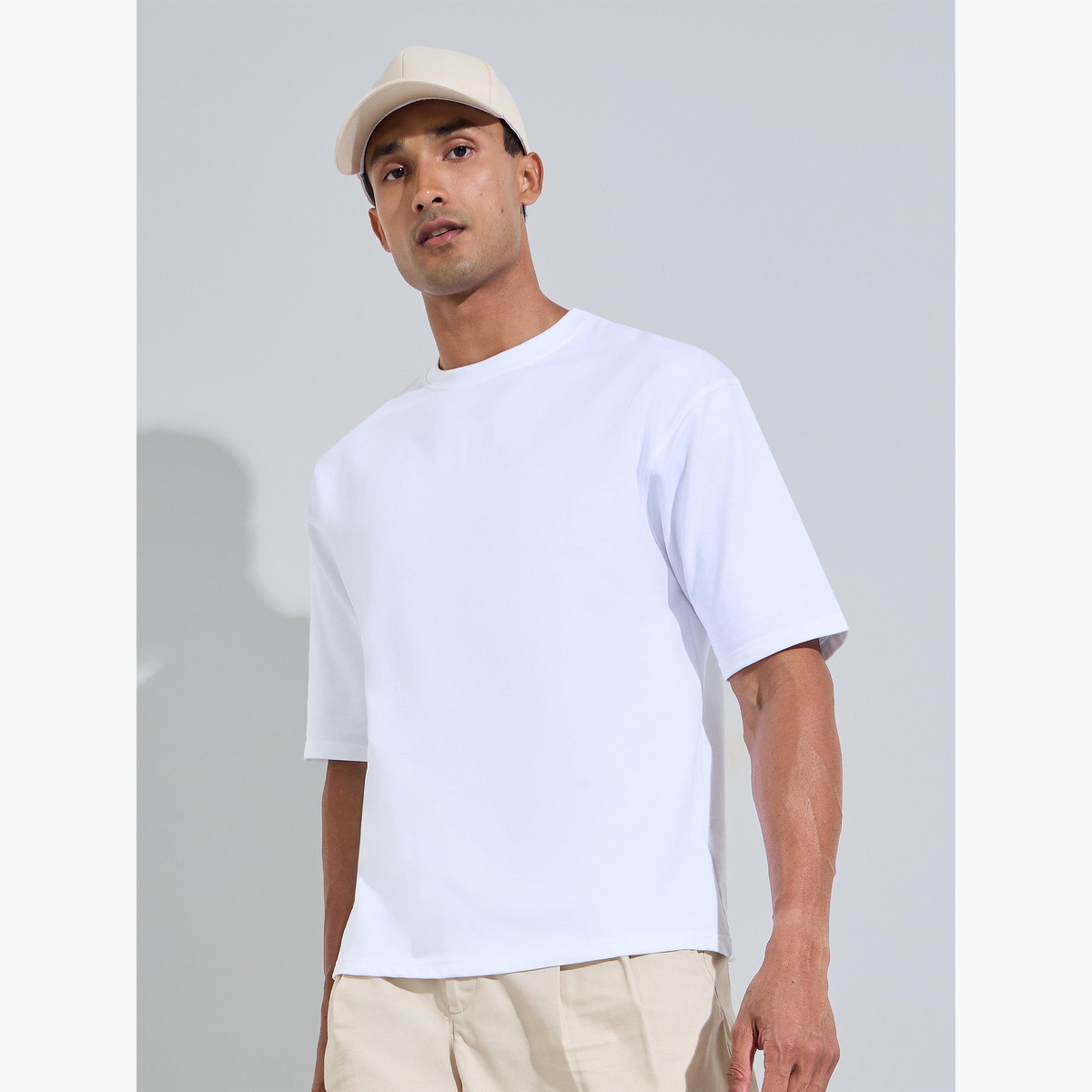 تيشيرت تيري واسع بطبعة كتابة على الظهر للرجال-men-clothing-tshirtsandpolos-tshirts-image-1