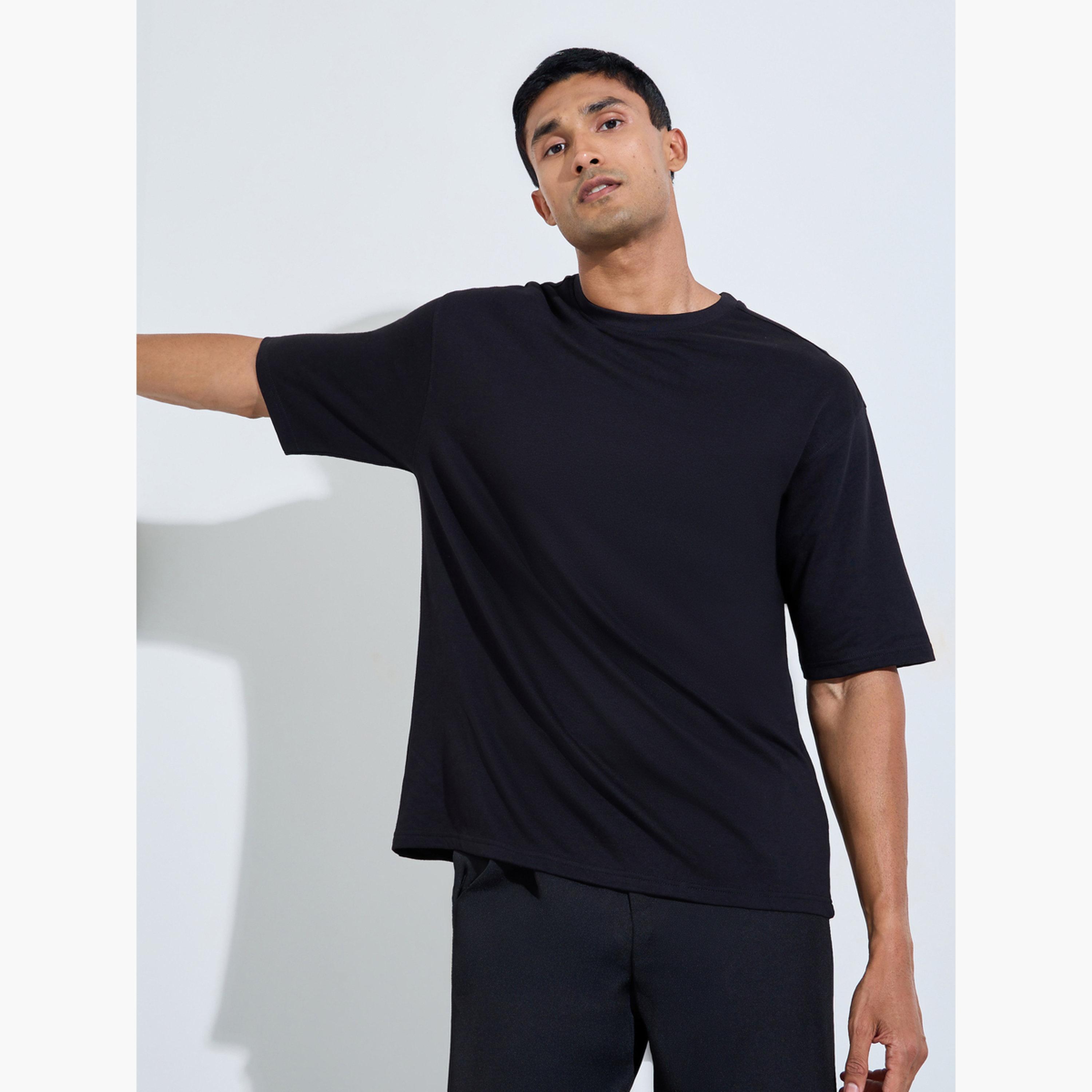 تيشيرت تيري واسع بطبعة جرافيك خلفية للرجال-men-clothing-tshirtsandpolos-tshirts-image-1