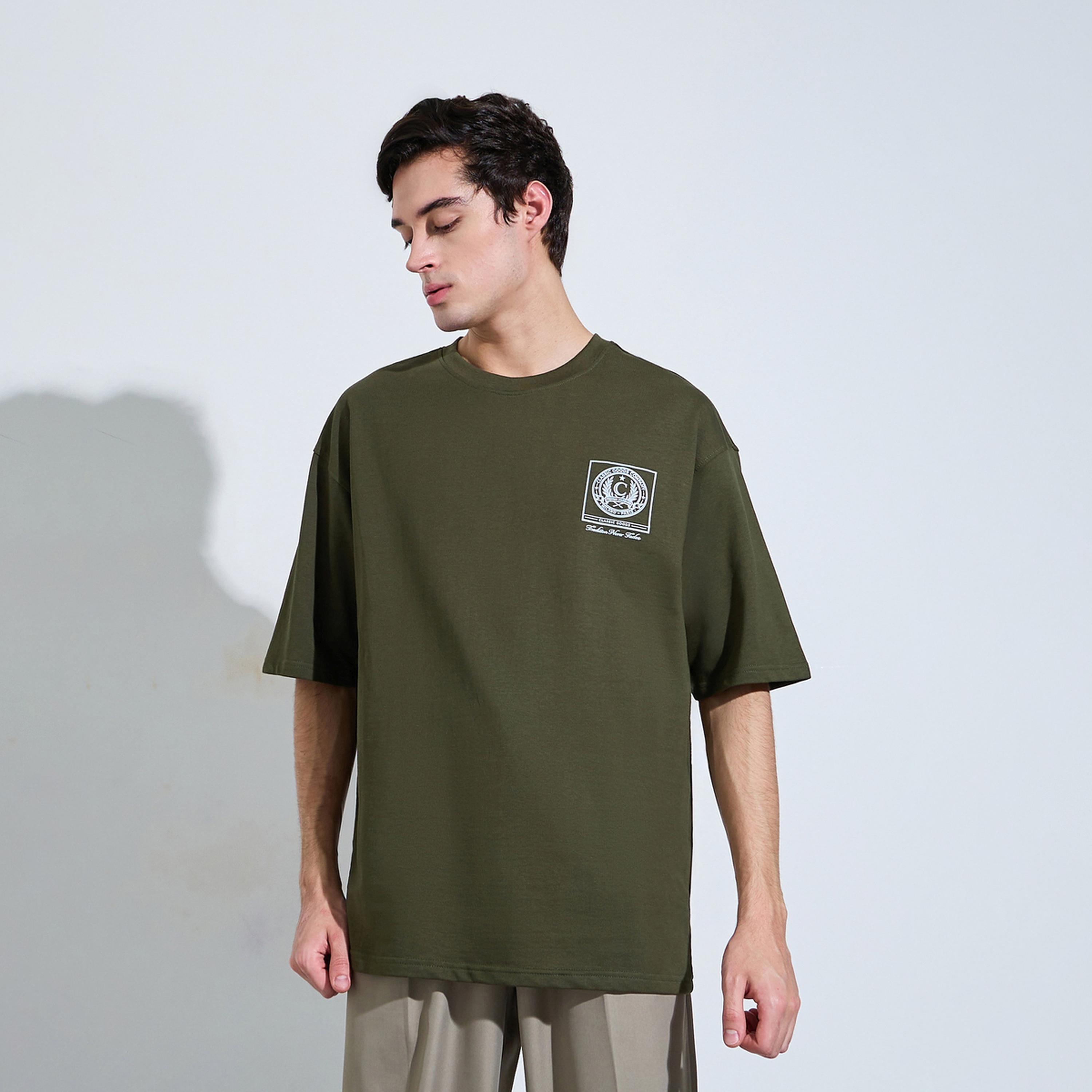 Styli Men Olive Graphic Print Oversized T-Shirt-men-clothing-tshirtsandpolos-tshirts-image-1