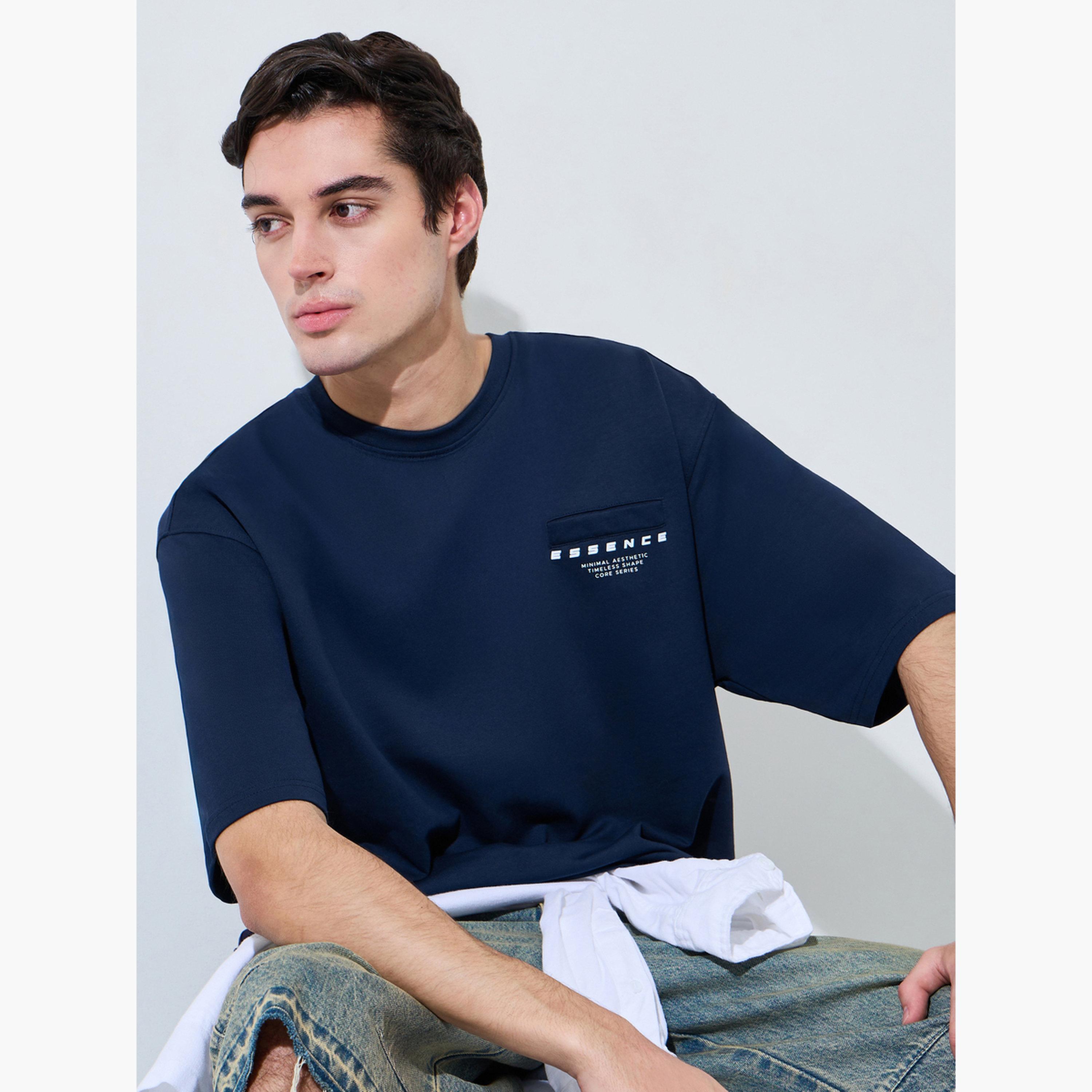 Styli Navy Blue Graphic Print Oversized T-Shirt-men-clothing-tshirtsandpolos-tshirts-image-3