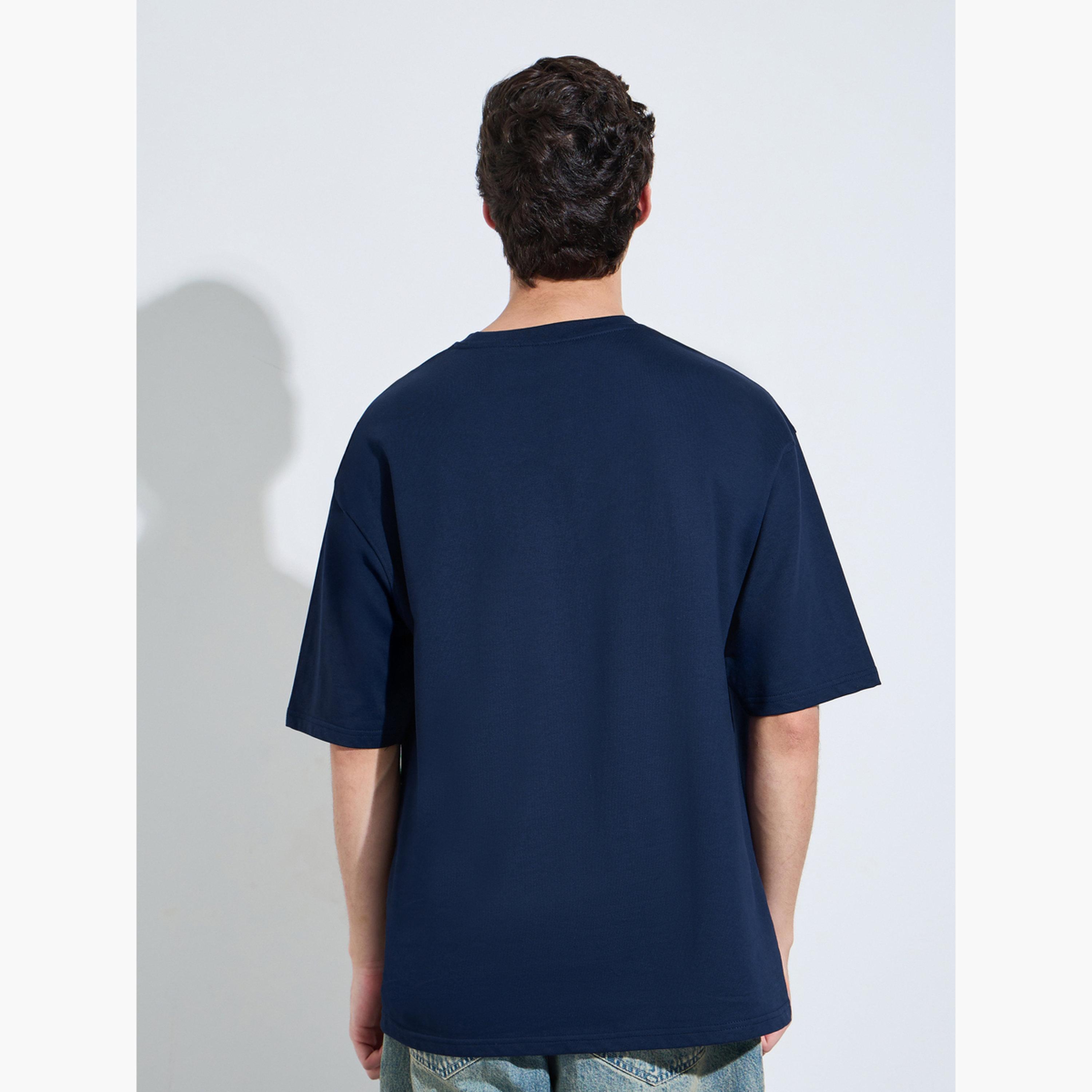 Styli Navy Blue Graphic Print Oversized T-Shirt-men-clothing-tshirtsandpolos-tshirts-image-4