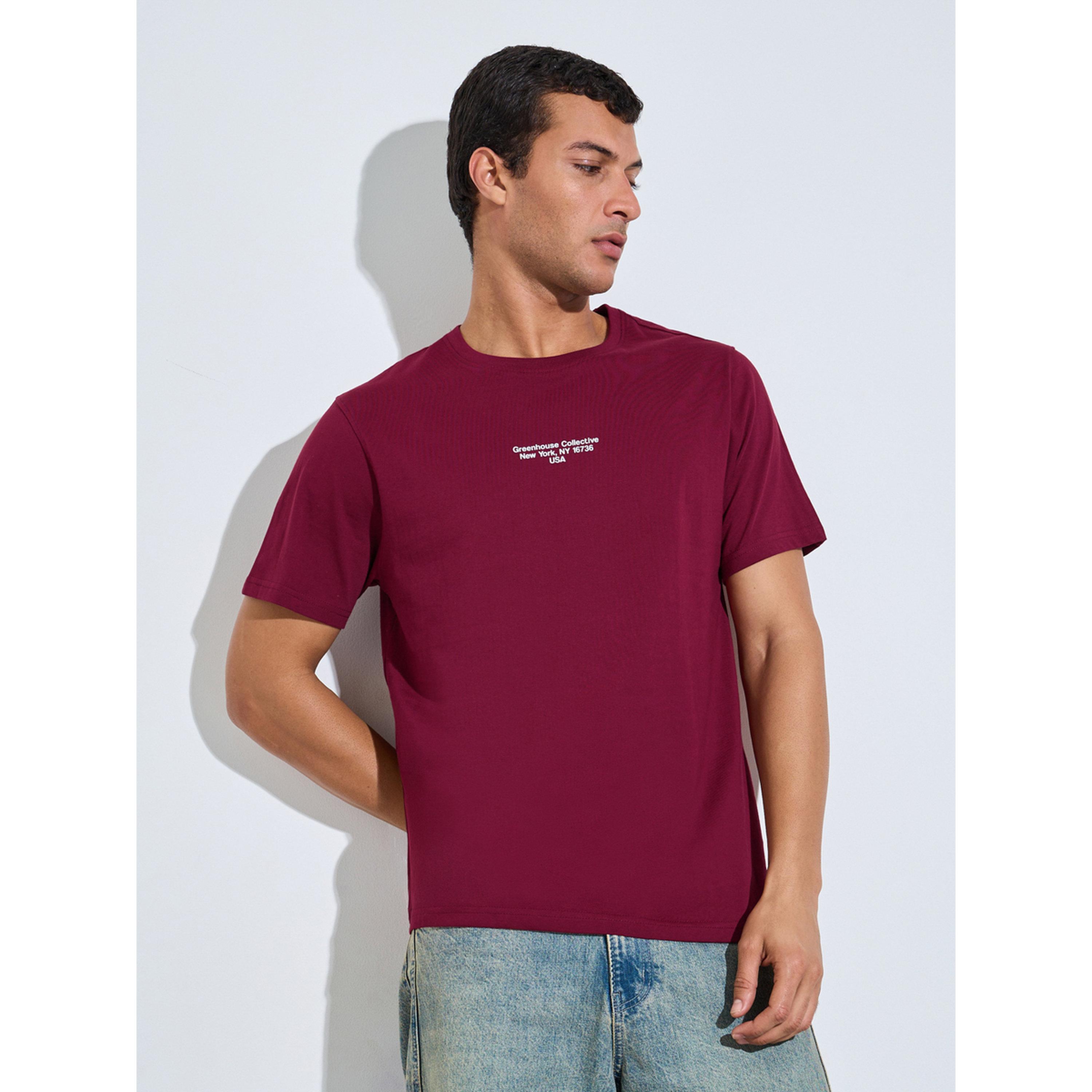 Styli Men Red Text Print Regular Fit Jersey T-Shirt-men-clothing-tshirtsandpolos-tshirts-image-1