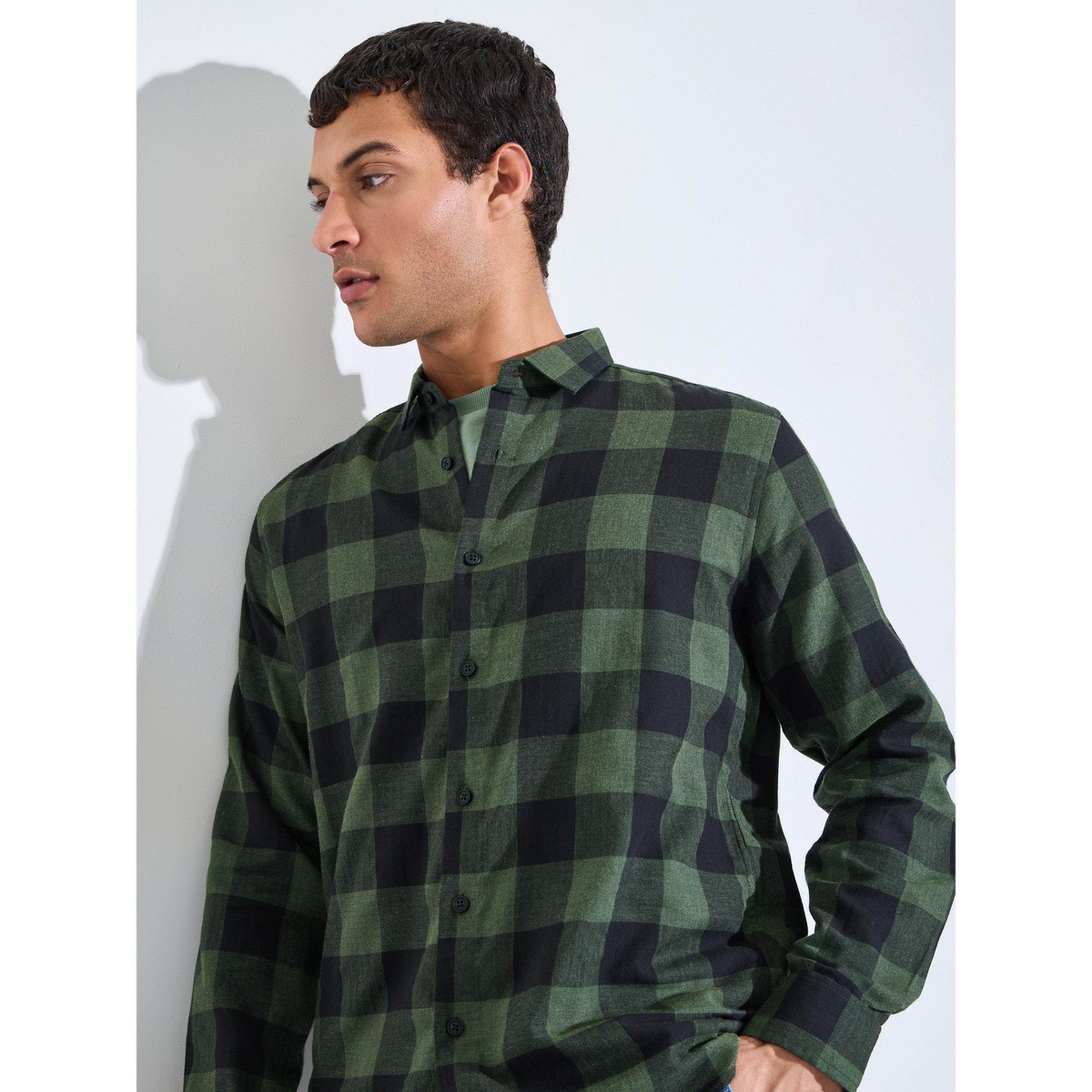 قميص مضلع بأكمام طويلة ومقاس عادي-men-clothing-shirts-image-3