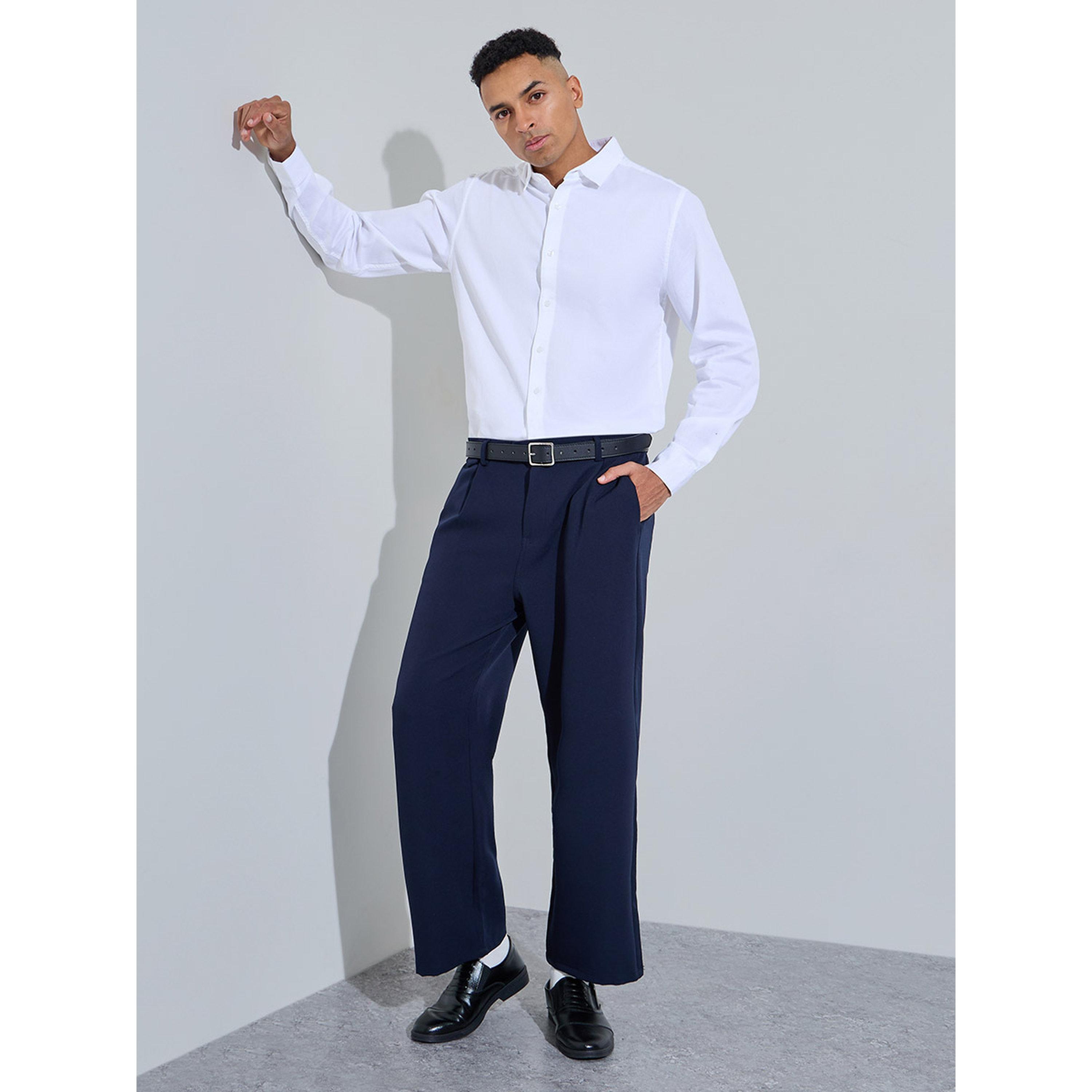 Styli White Solid Textured Regular Fit Shirt-men-clothing-shirts-image-2