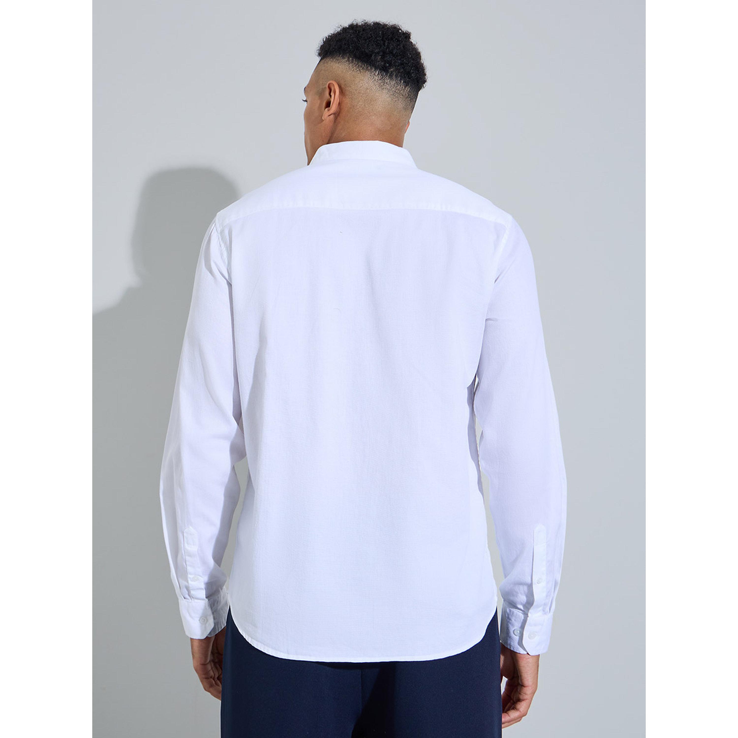 قميص بقصة مستقيمة بتفاصيل بارزة الملمس بلون سادة-men-clothing-shirts-image-4