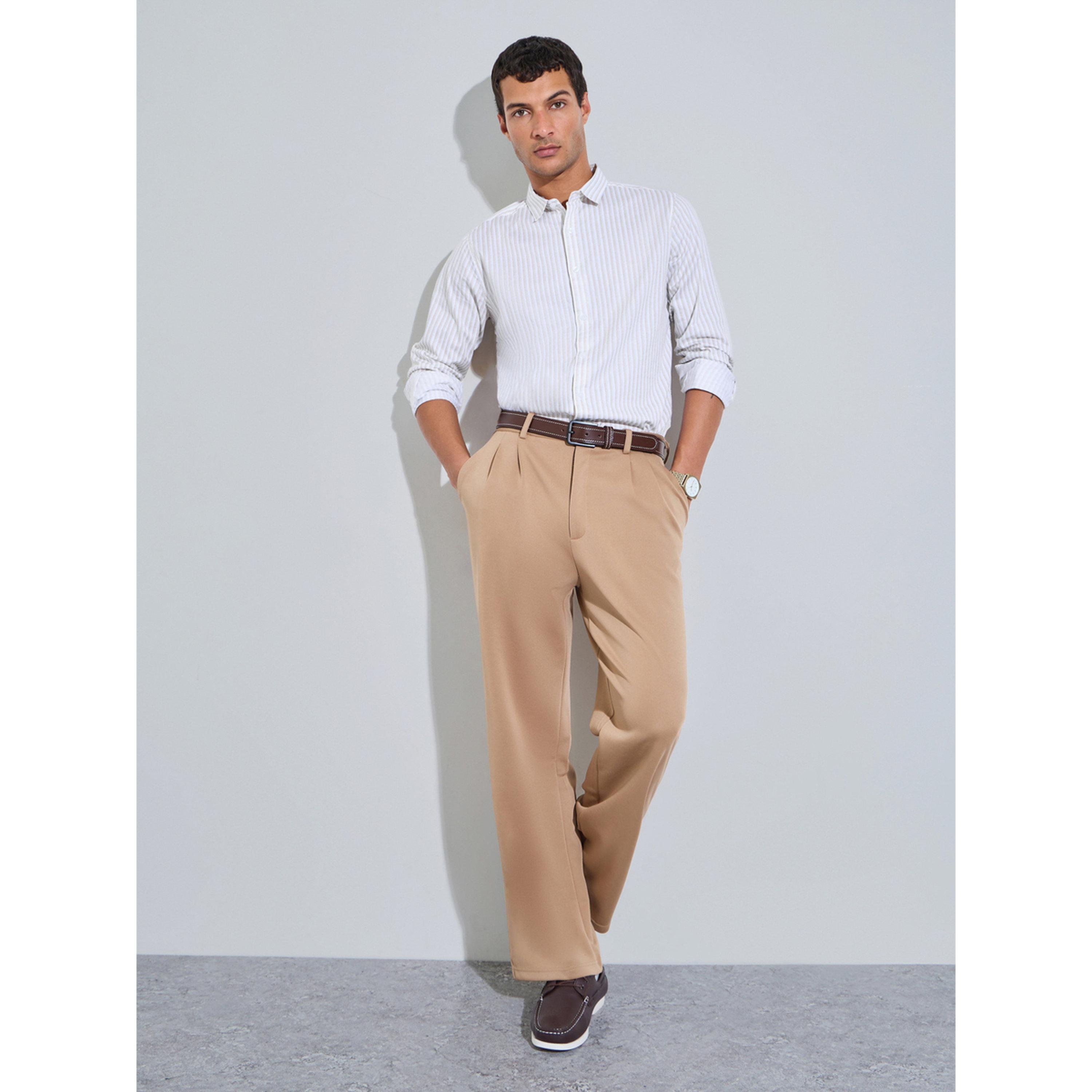 قميص رجالي بيج مخطط بأكمام طويلة وقصة مستقيمة-men-clothing-shirts-image-2