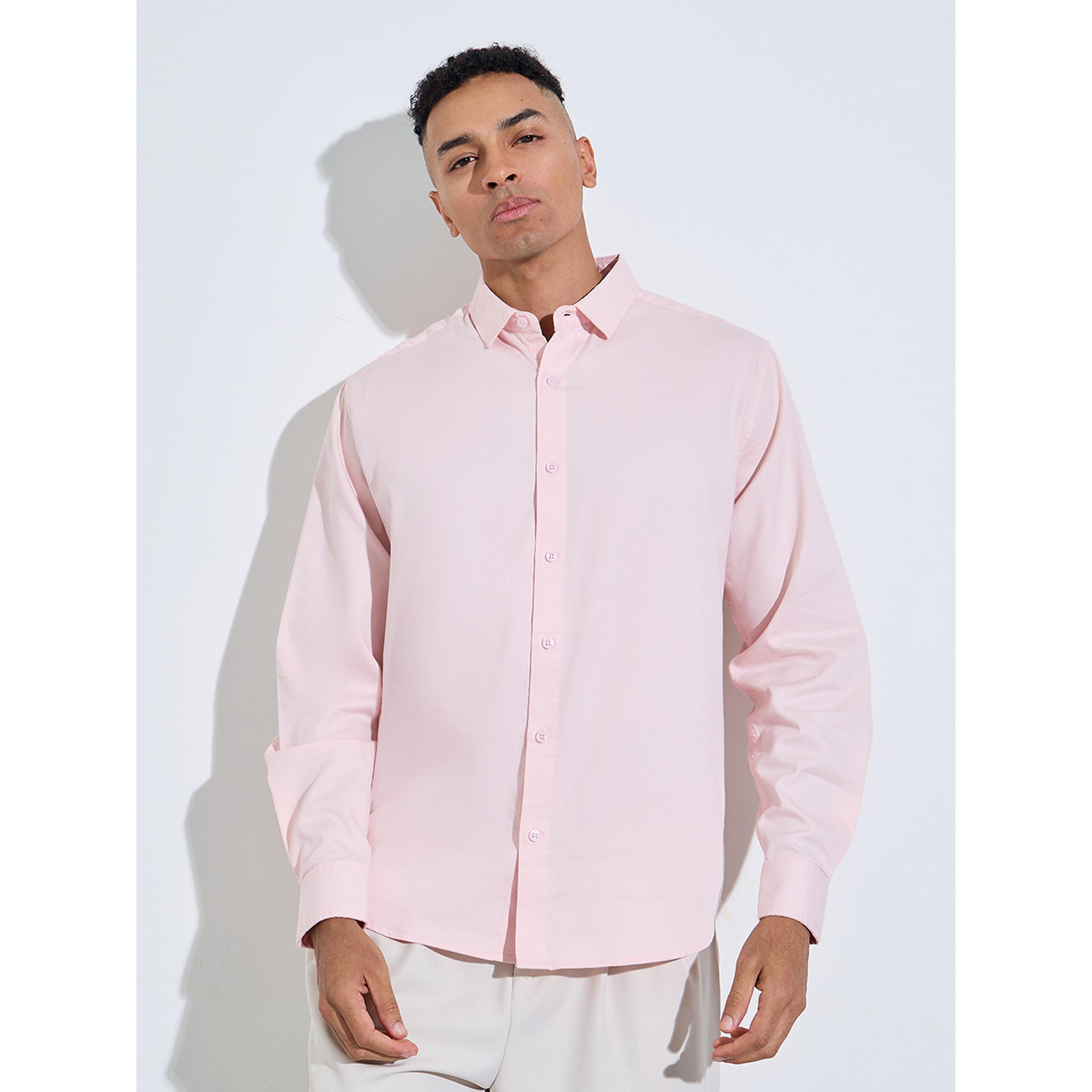 Styli Light Pink Solid long Sleeves Shirt-men-clothing-shirts-image-3