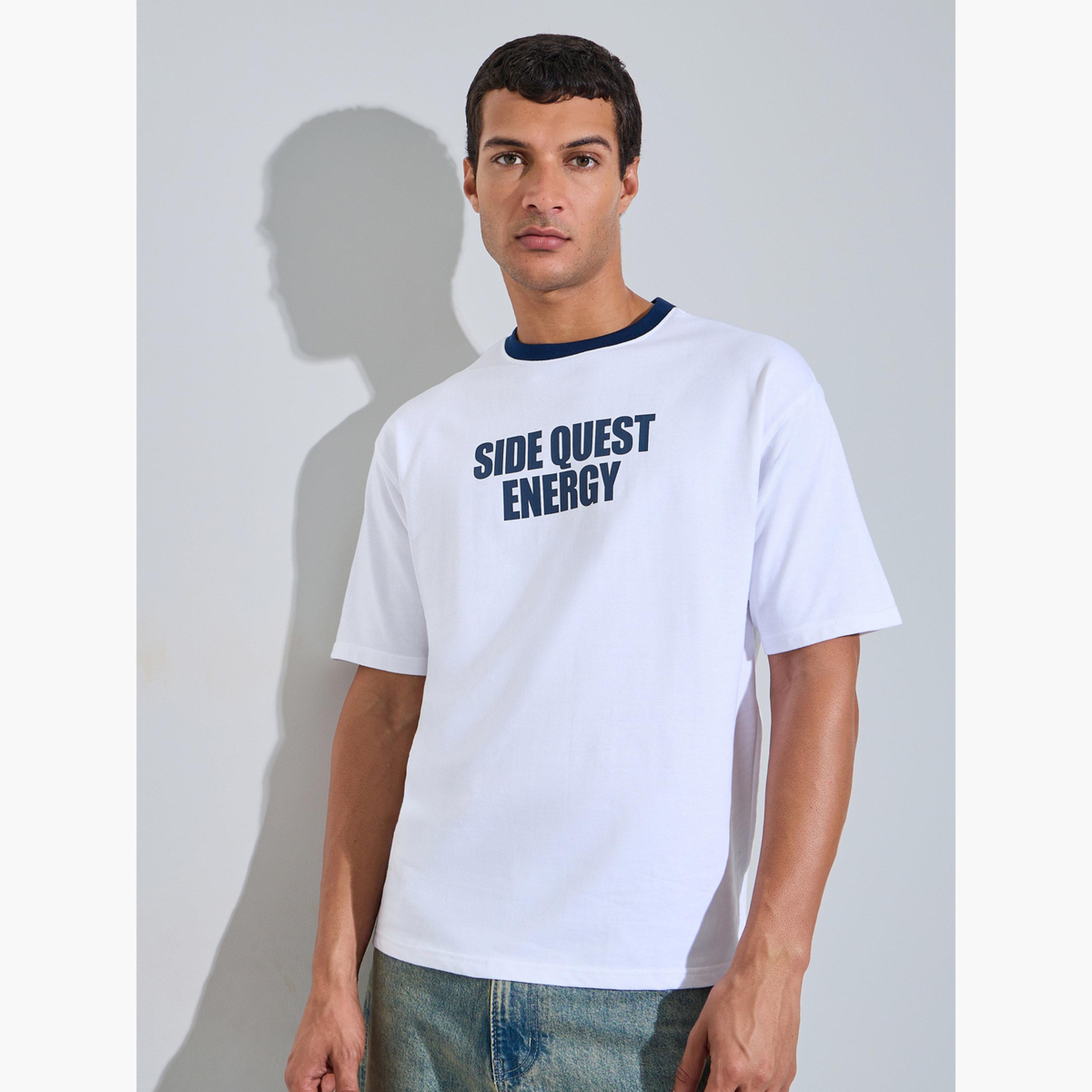 Styli Men White Oversized Front Print Ringer Terry T-Shirt-men-clothing-tshirtsandpolos-tshirts-image-1