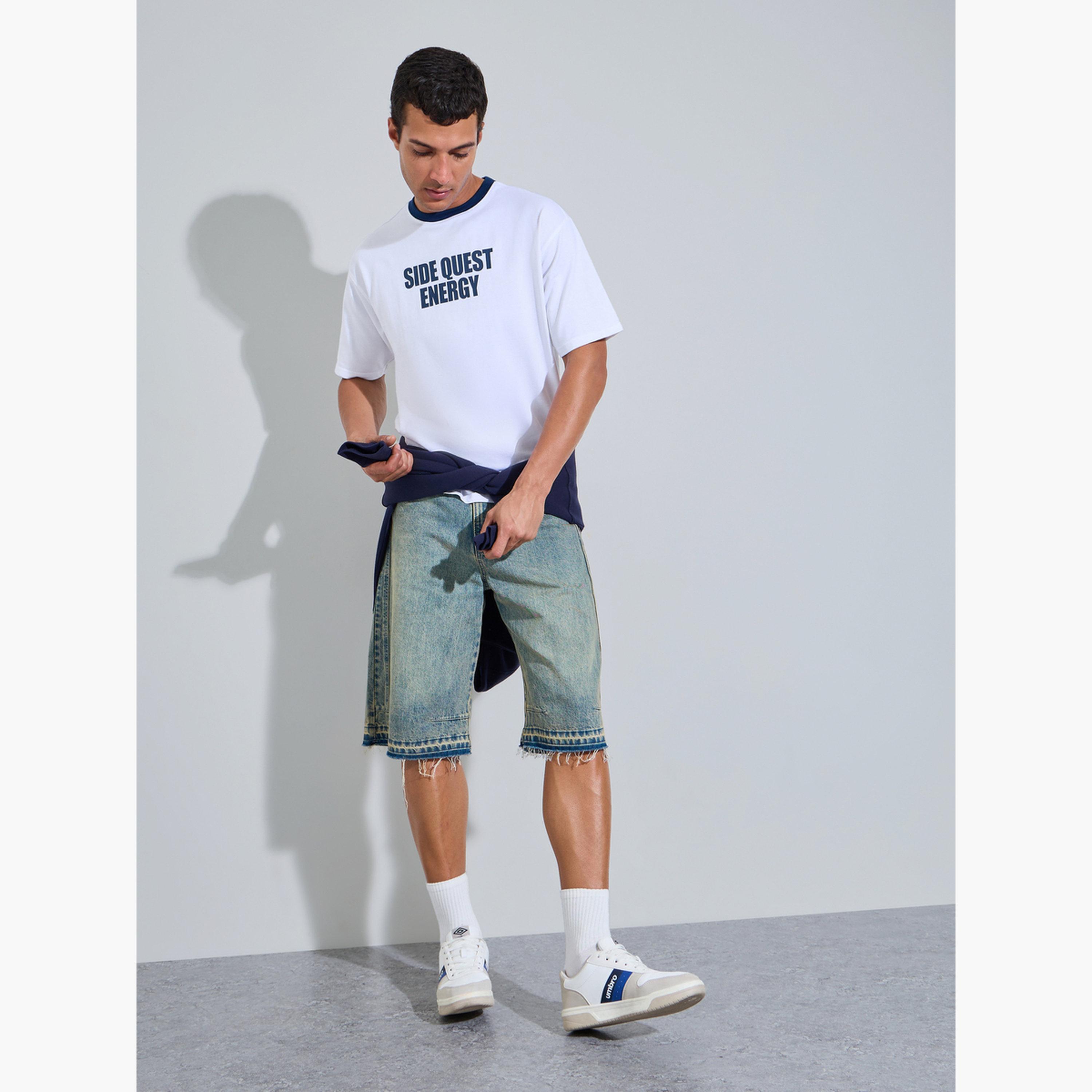 Styli Men White Oversized Front Print Ringer Terry T-Shirt-men-clothing-tshirtsandpolos-tshirts-image-2