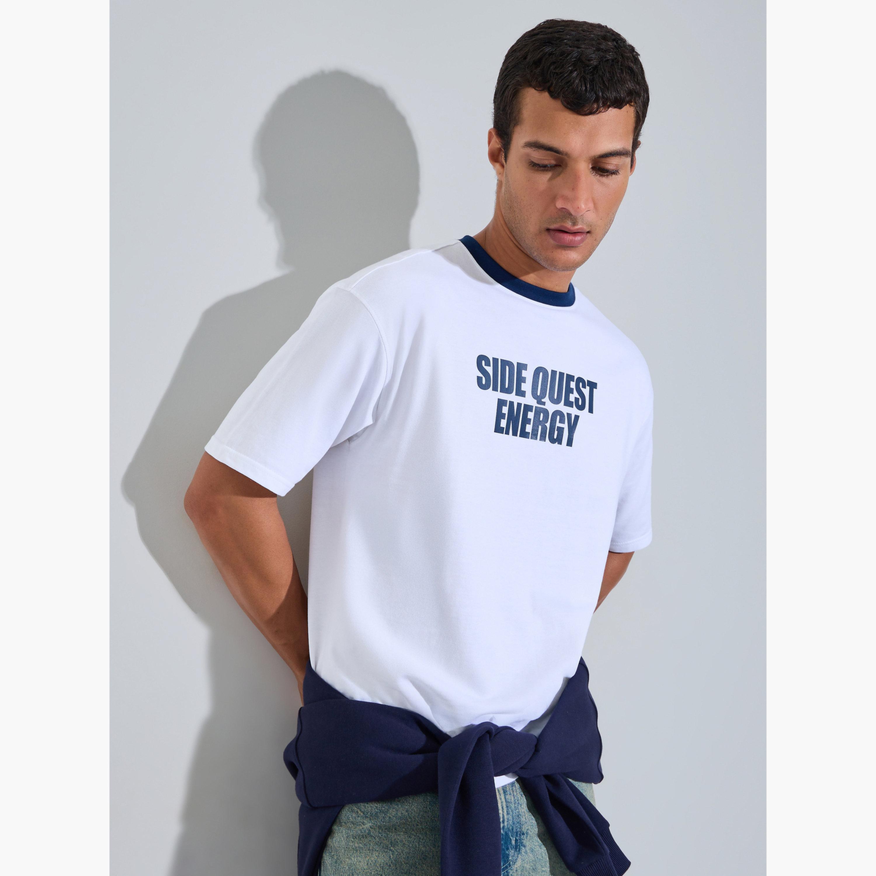 Styli Men White Oversized Front Print Ringer Terry T-Shirt-men-clothing-tshirtsandpolos-tshirts-image-3