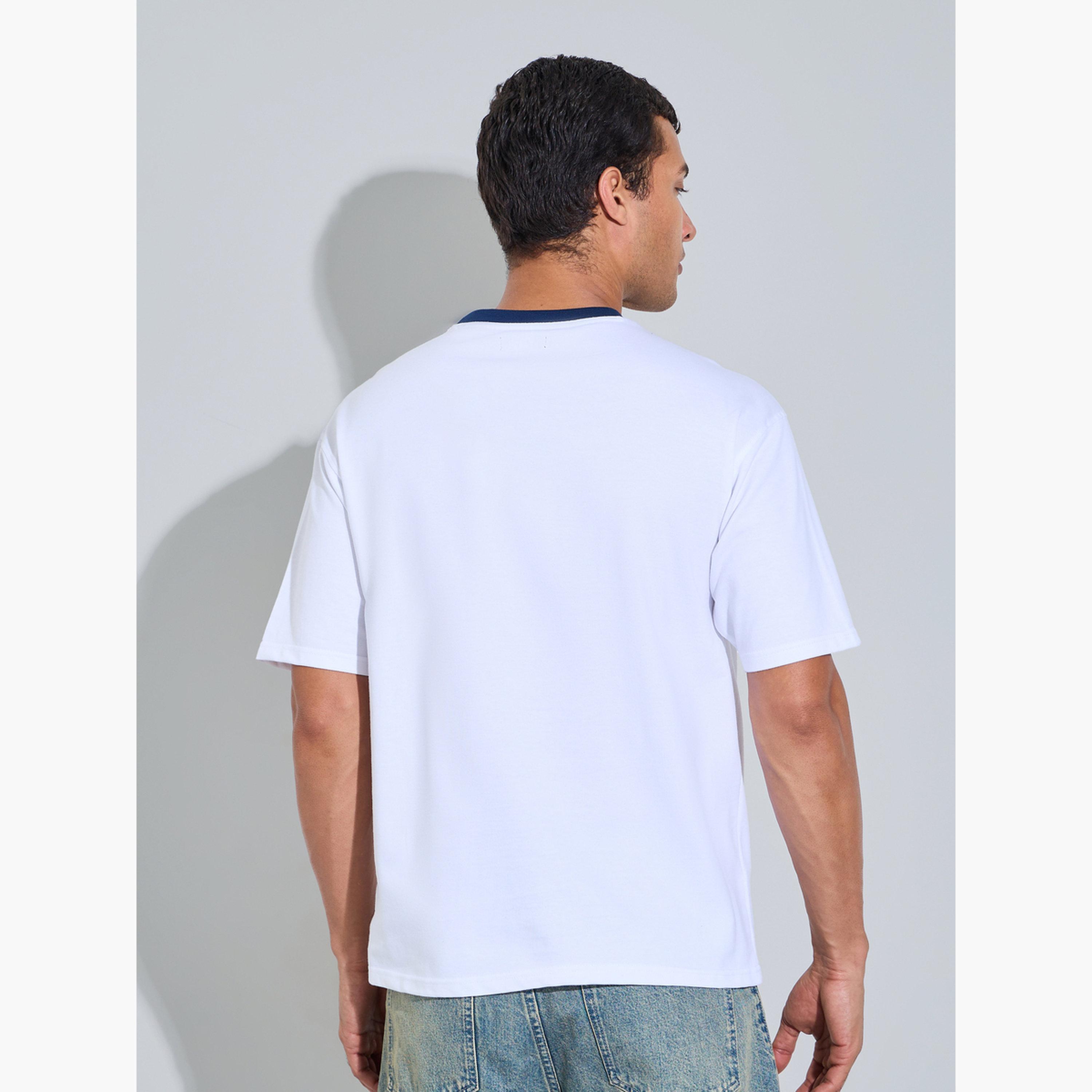Styli Men White Oversized Front Print Ringer Terry T-Shirt-men-clothing-tshirtsandpolos-tshirts-image-4