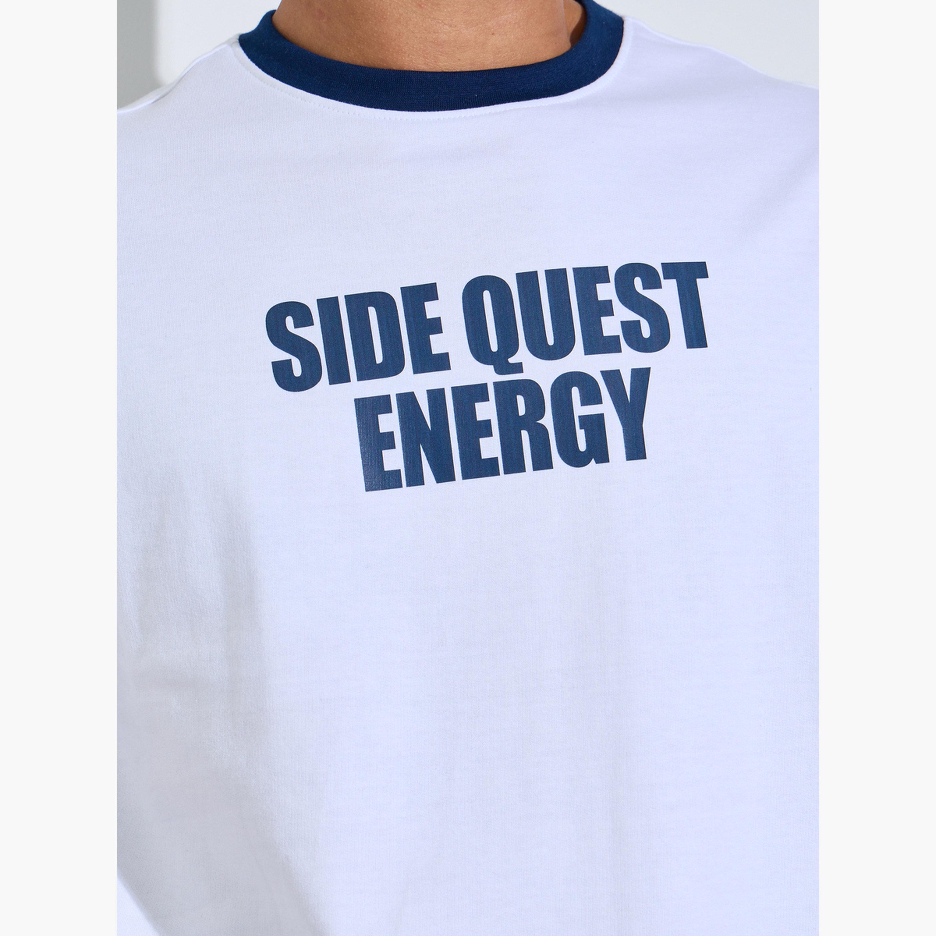Styli Men White Oversized Front Print Ringer Terry T-Shirt-men-clothing-tshirtsandpolos-tshirts-image-5