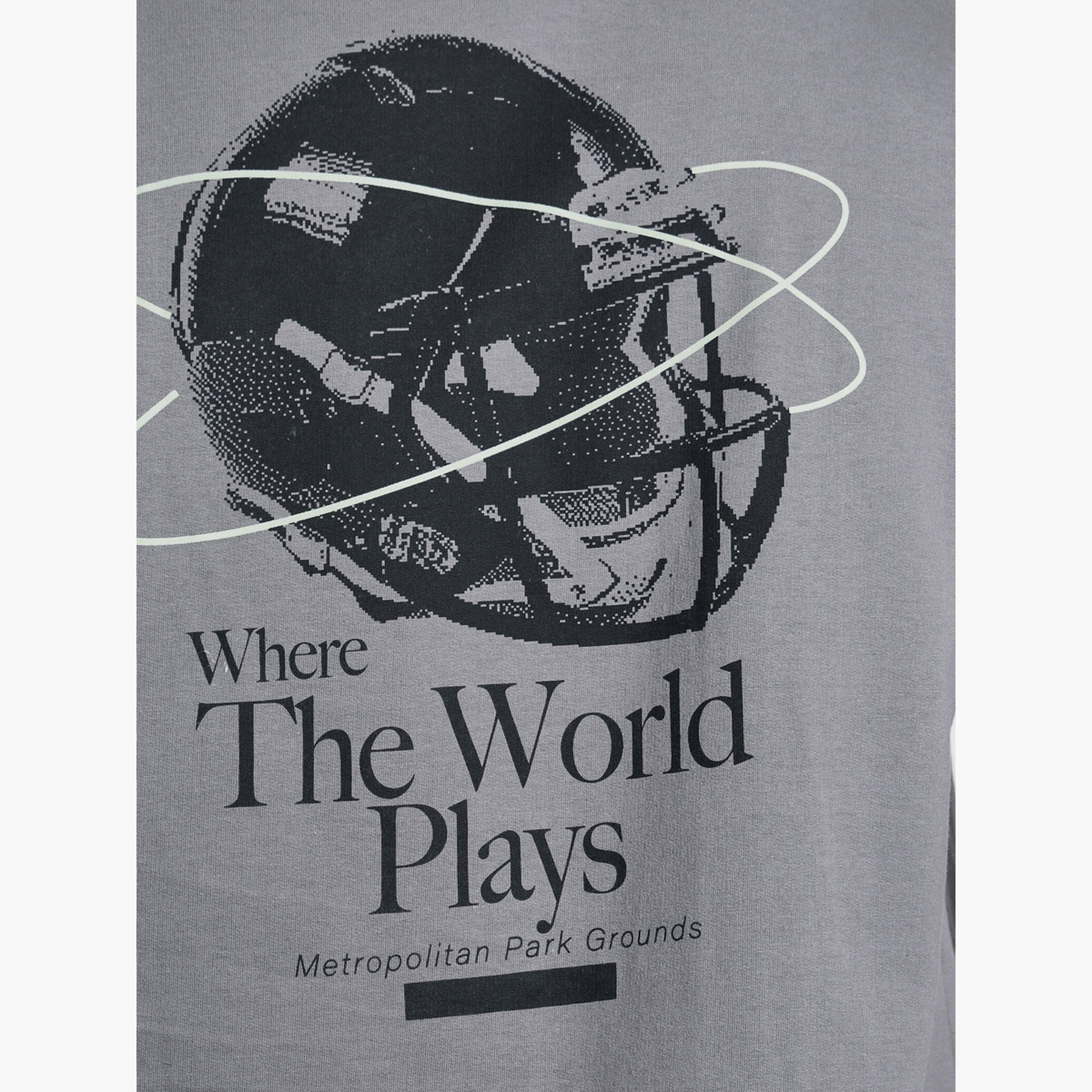 Styli Men Grey Oversized Back Graphic Print Terry T-Shirt-men-clothing-tshirtsandpolos-tshirts-image-5