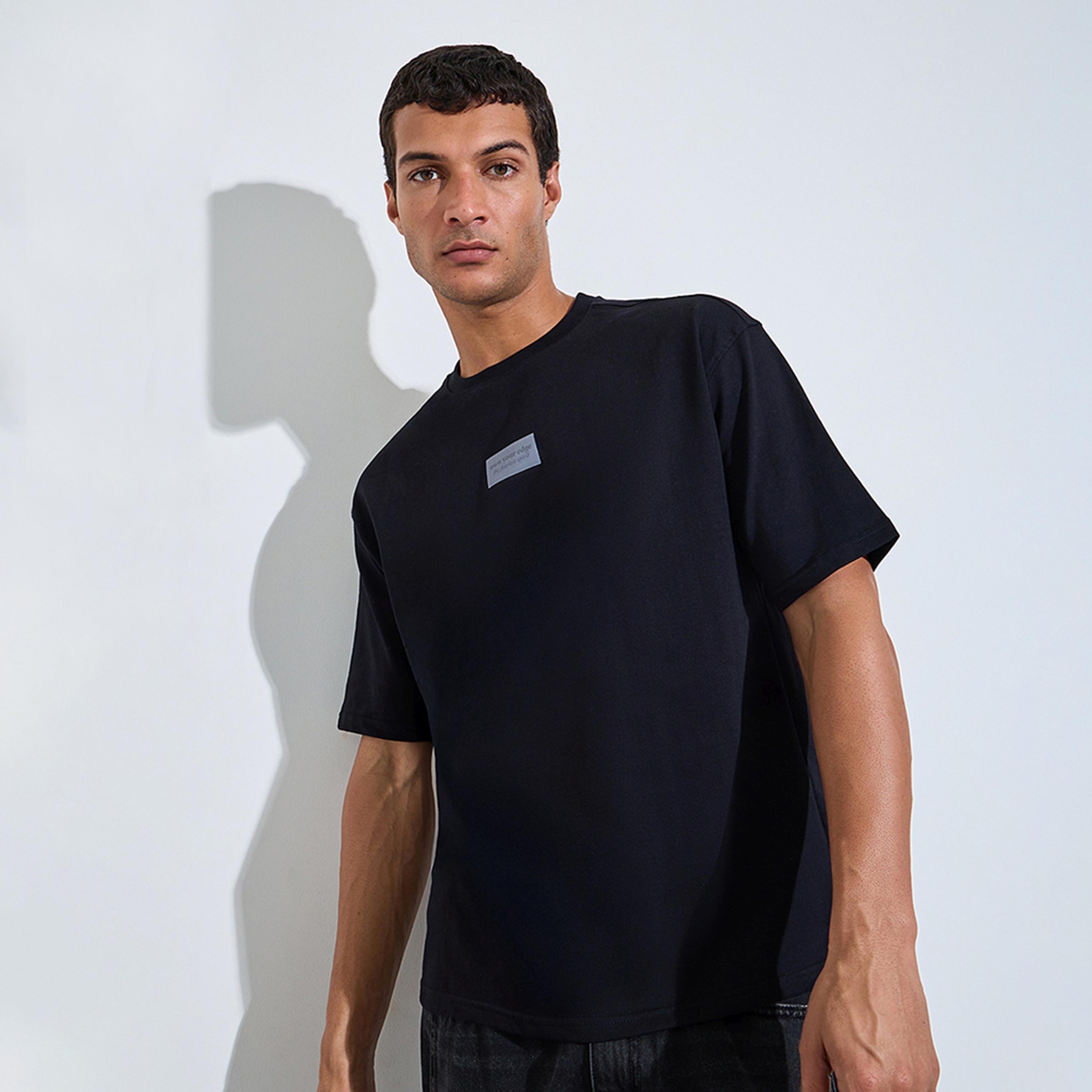 تيشيرت تيري واسع بياقة دائرية ضيقة للرجال-men-clothing-tshirtsandpolos-tshirts-image-1