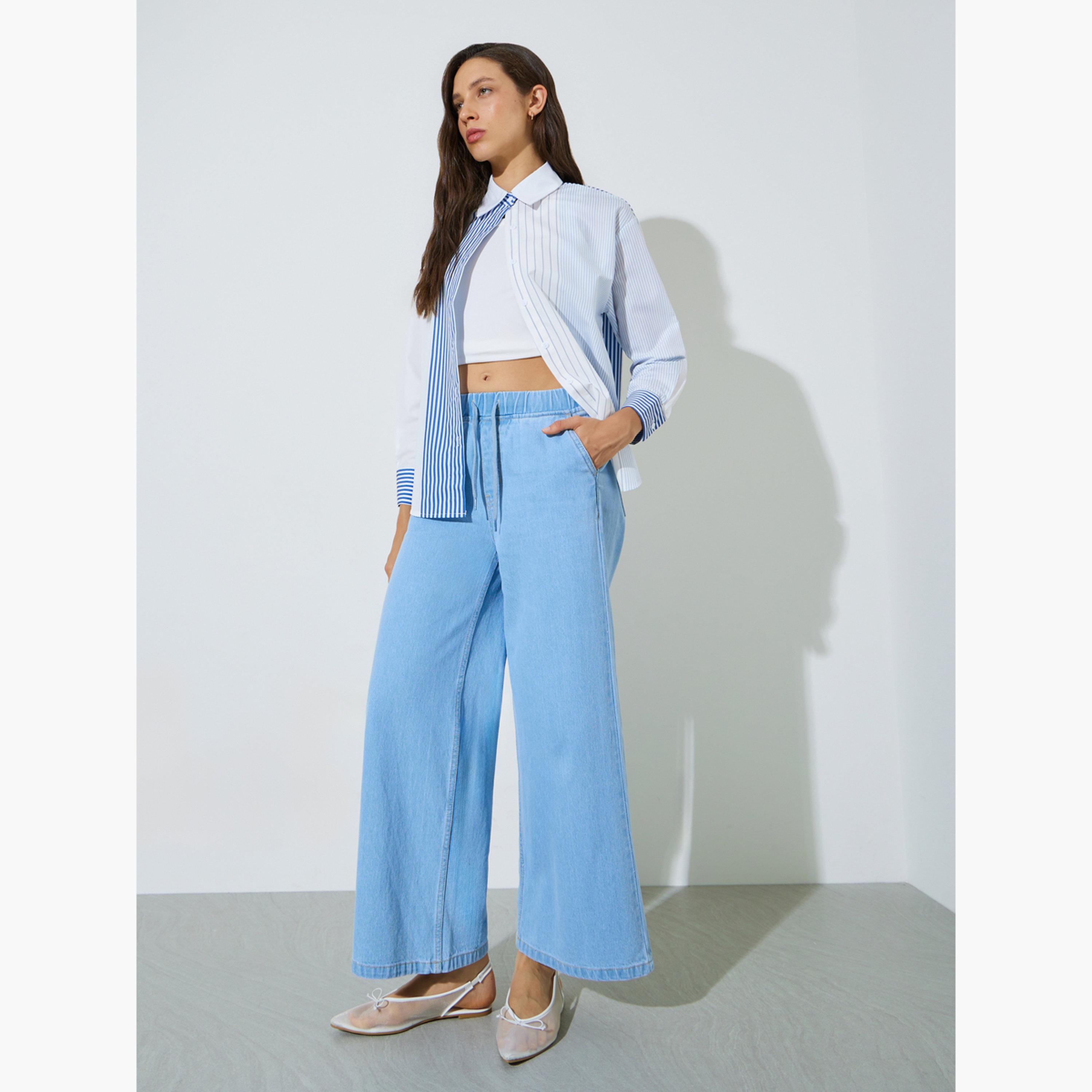 ستايلي - قميص مخطط متعدد الألوان بقصة عادية وأكمام طويلة-women-clothing-shirtsandblouses-shirts-image-2