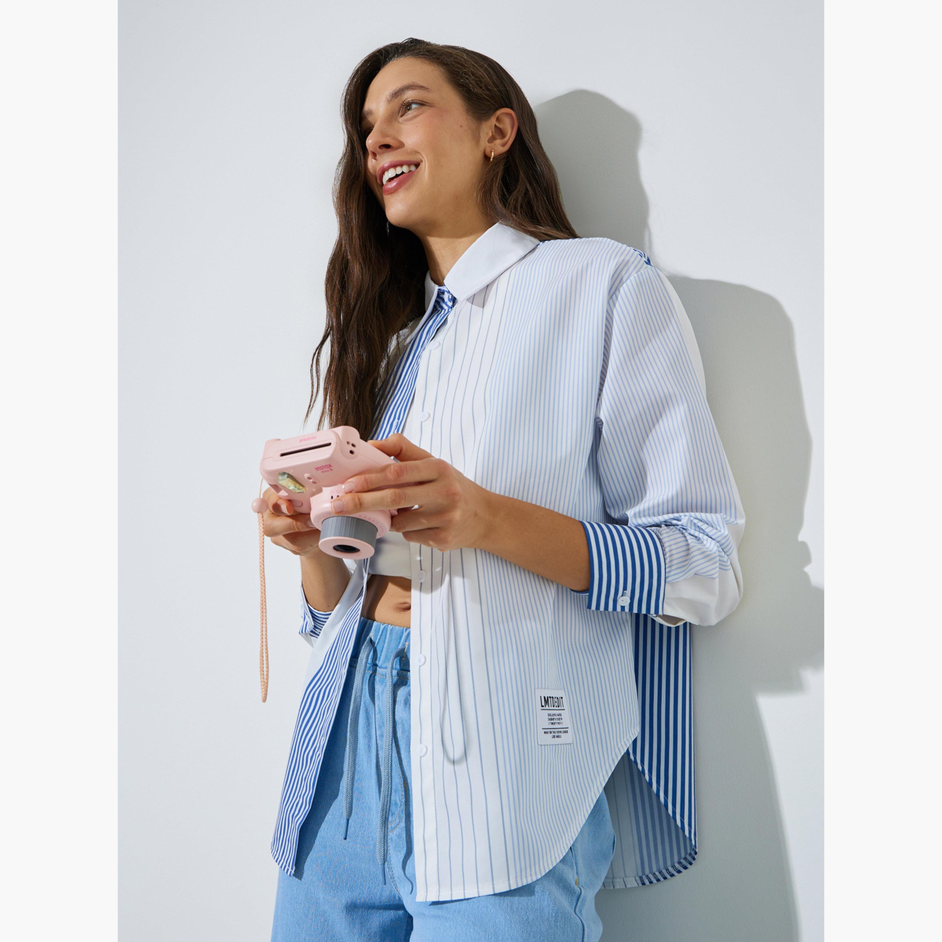 ستايلي - قميص مخطط متعدد الألوان بقصة عادية وأكمام طويلة-women-clothing-shirtsandblouses-shirts-image-3